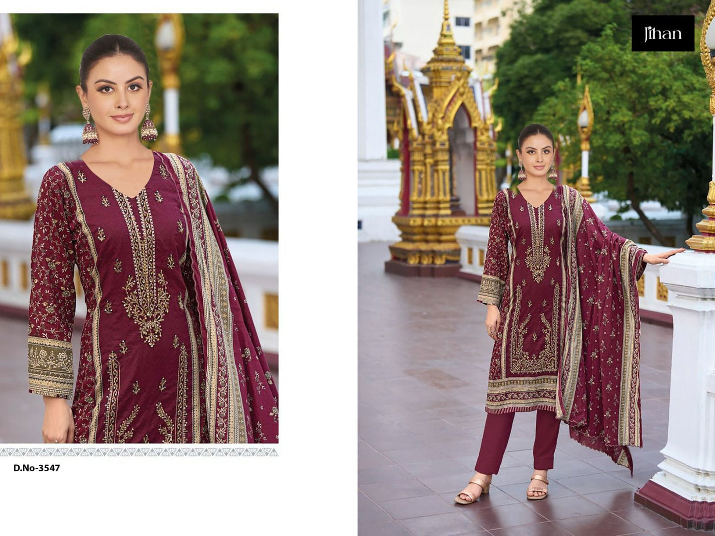 Design 3546-3547 A Jihan Karachi Salwar Suits Manufacturer Ahmedabad