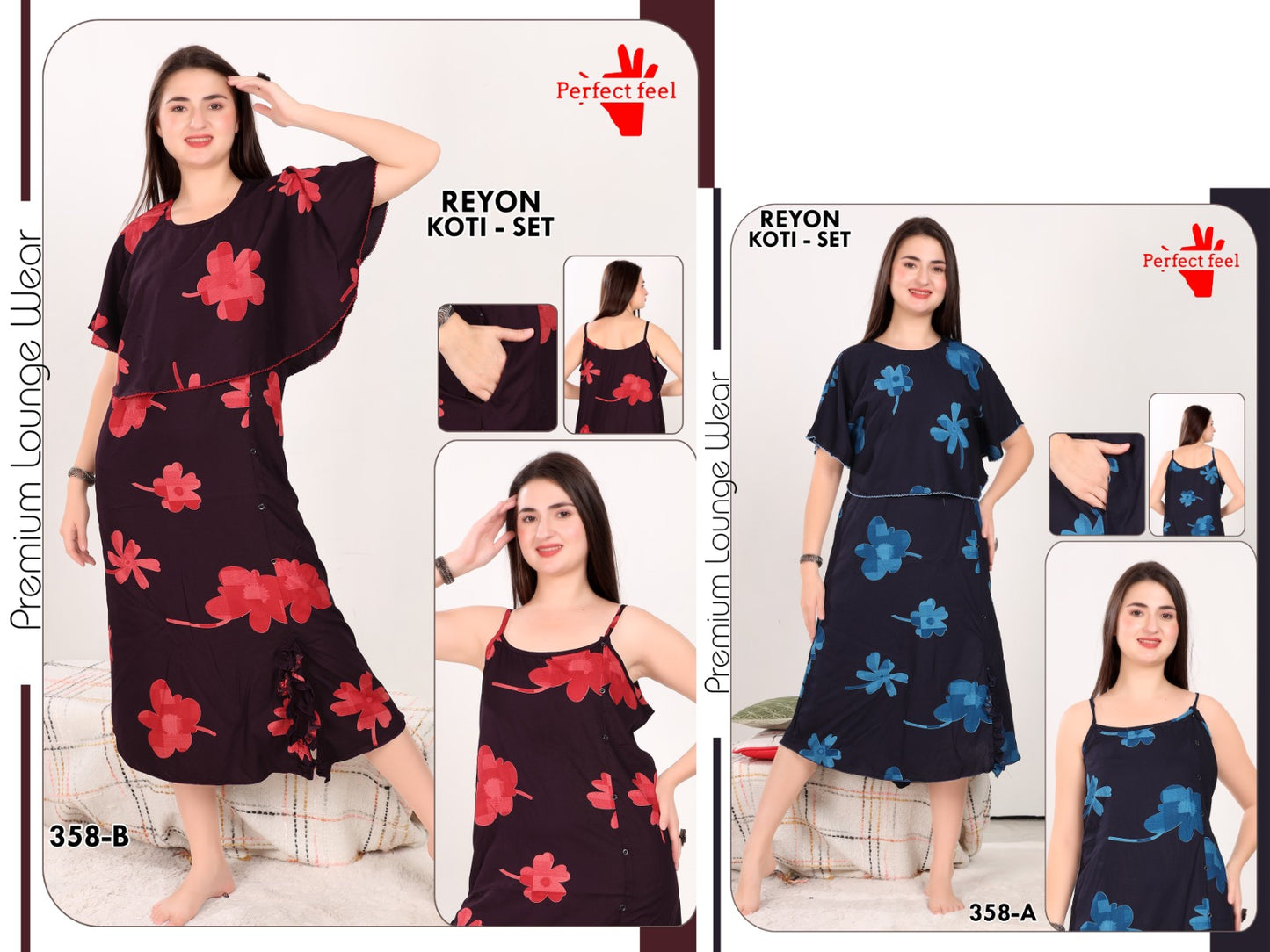 design 355 359 with koti perfect feel reyon short night gown wholesale price