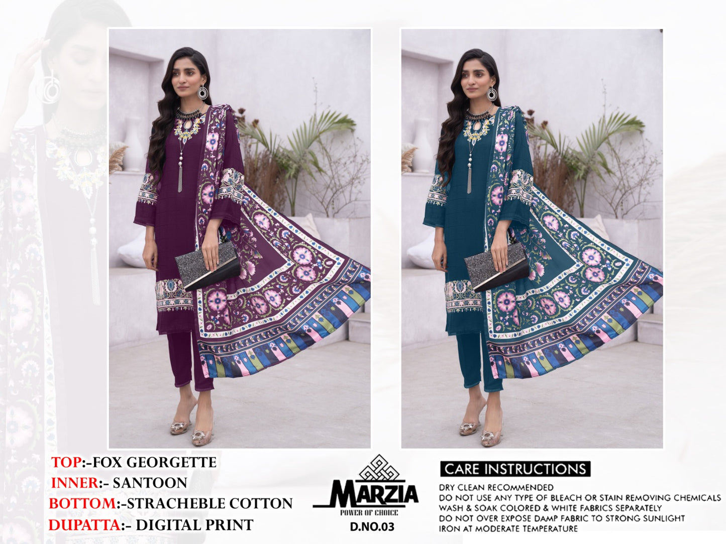 Design 3 Marzia Fox Georgette Pakistani Readymade Suits Supplier Ahmedabad
