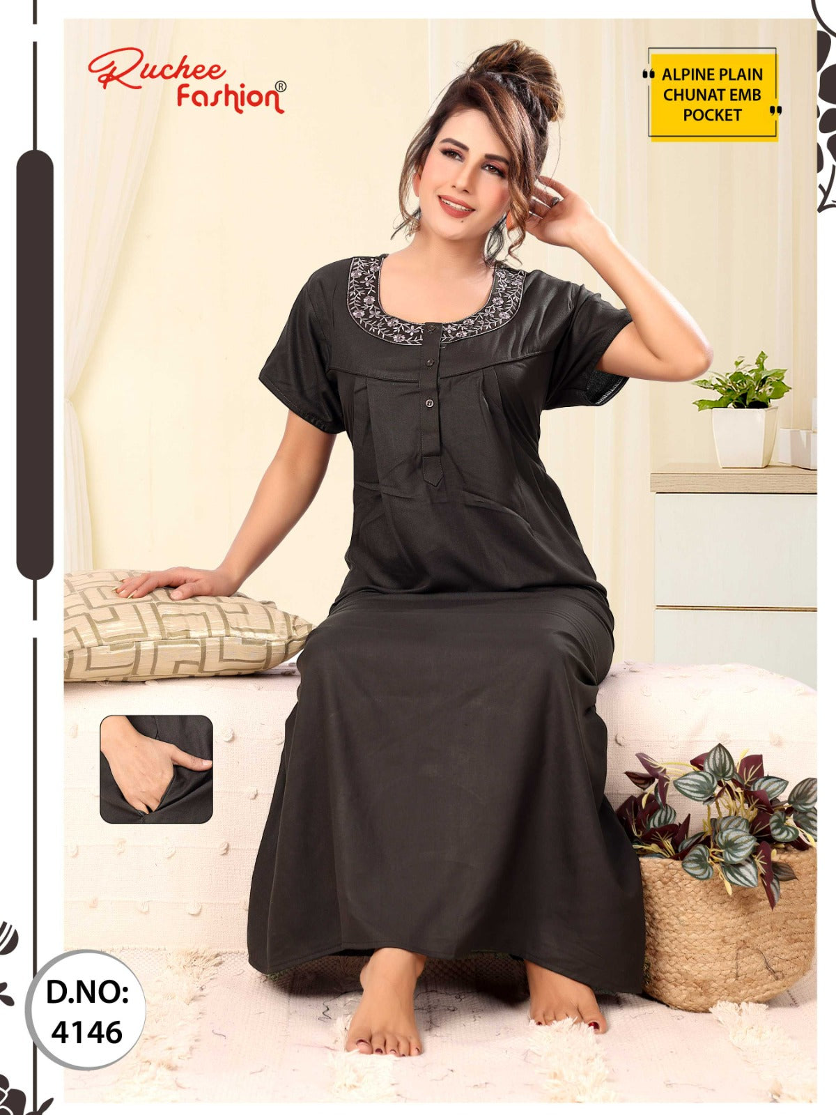 Design 4138 To 4146 Ruchee Fashion Alpine Night Gowns Manufacturer India