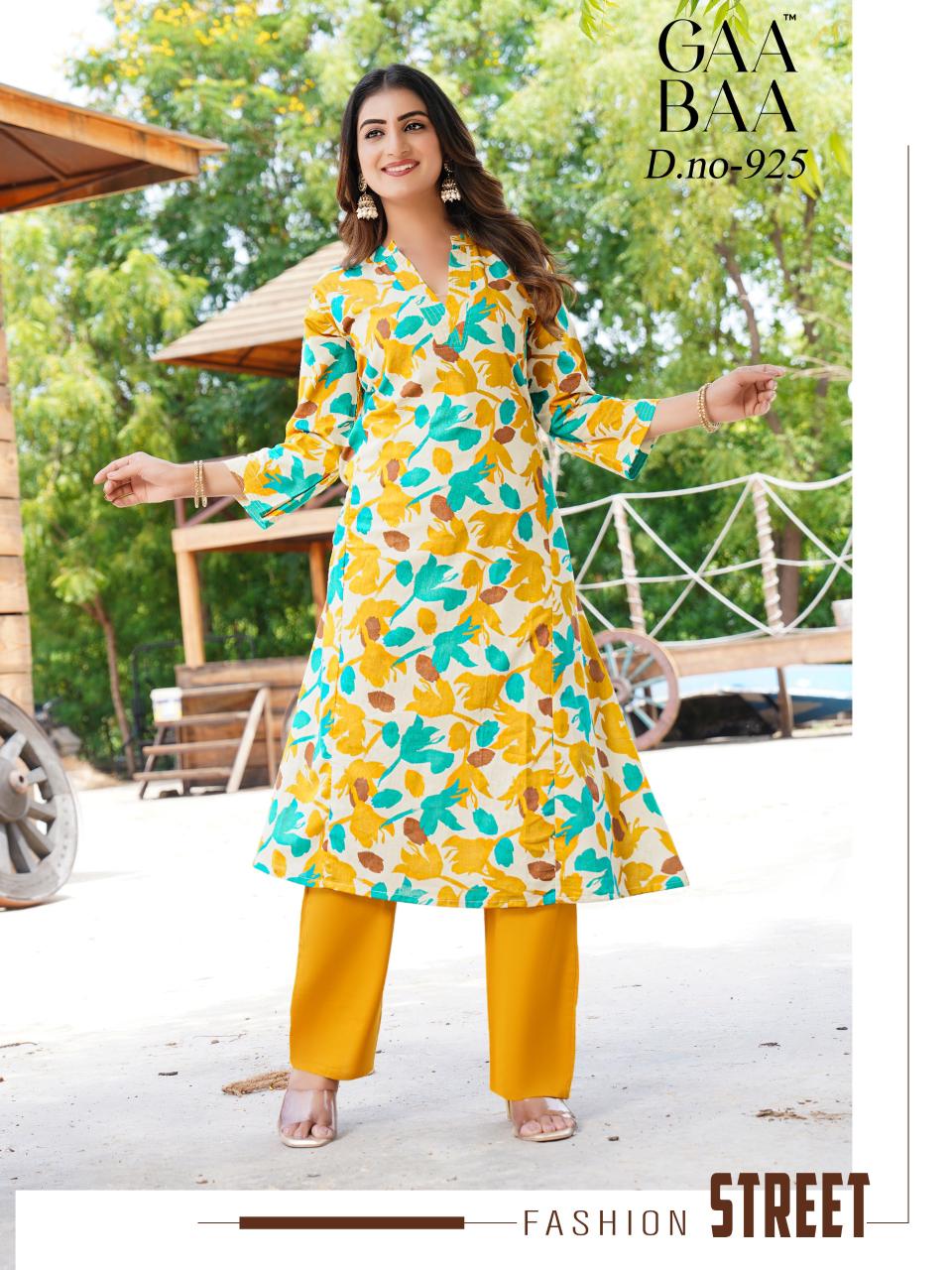 Design 426-925 Gaabaa Cotton Kurti Pant Set Exporter India