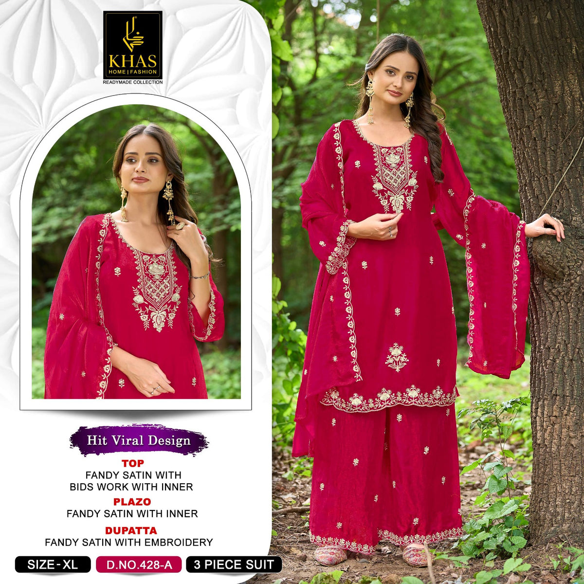 Design 428 Khas Fandy Satin Pakistani Readymade Suits Wholesaler India
