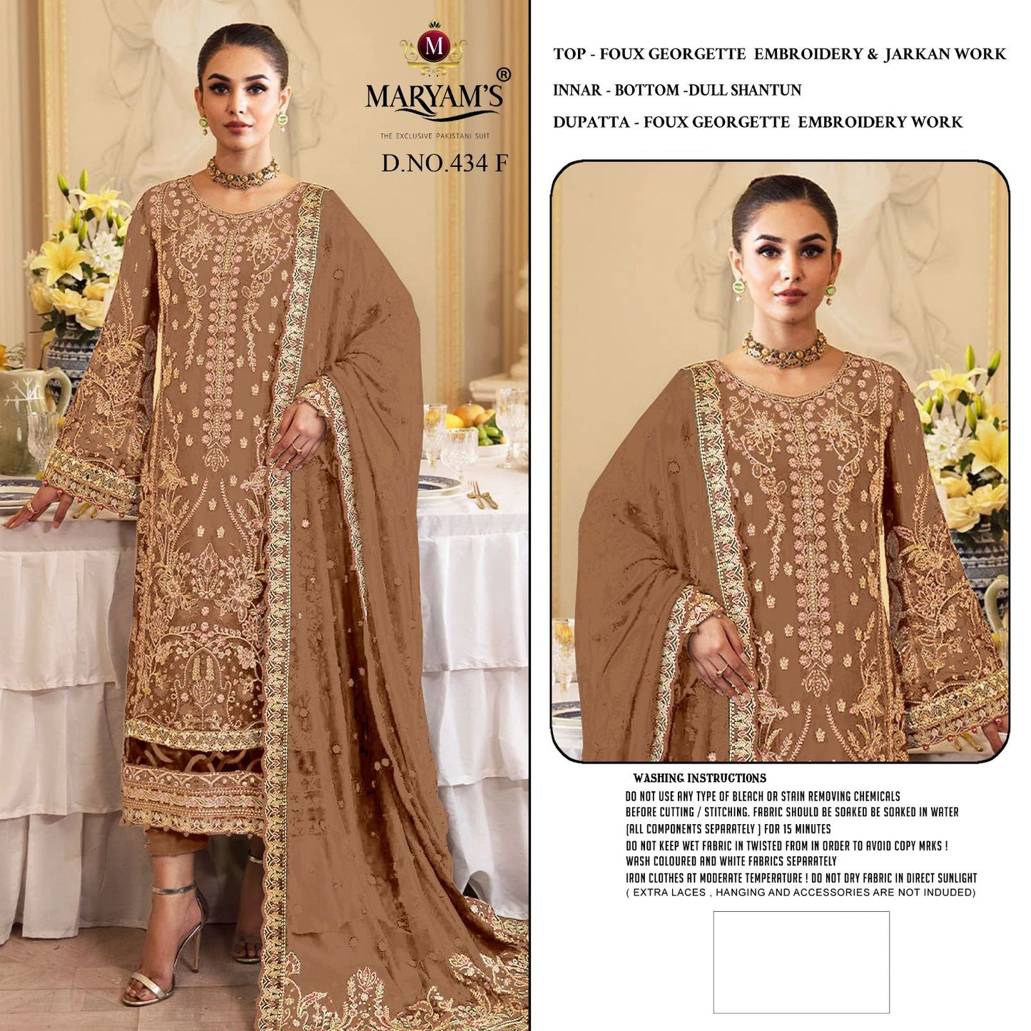 Design 434 Efgh Maryams Fox Georgette Pakistani Salwar Suits Wholesale Rate