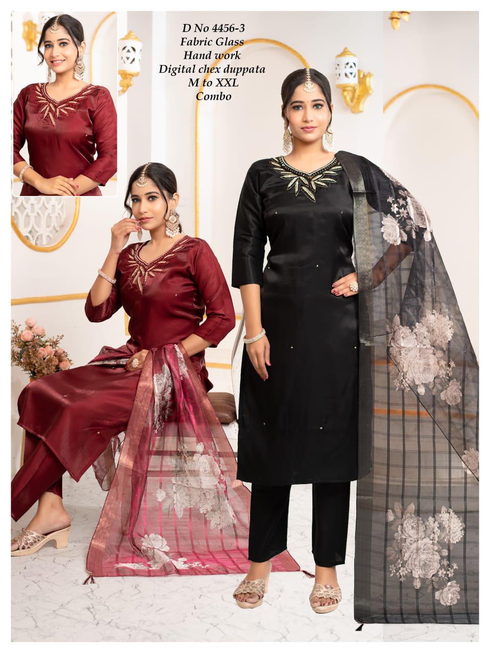 Design 4456 1 To 5 Maira Roman Silk Readymade Pant Style Suits Wholesale Price