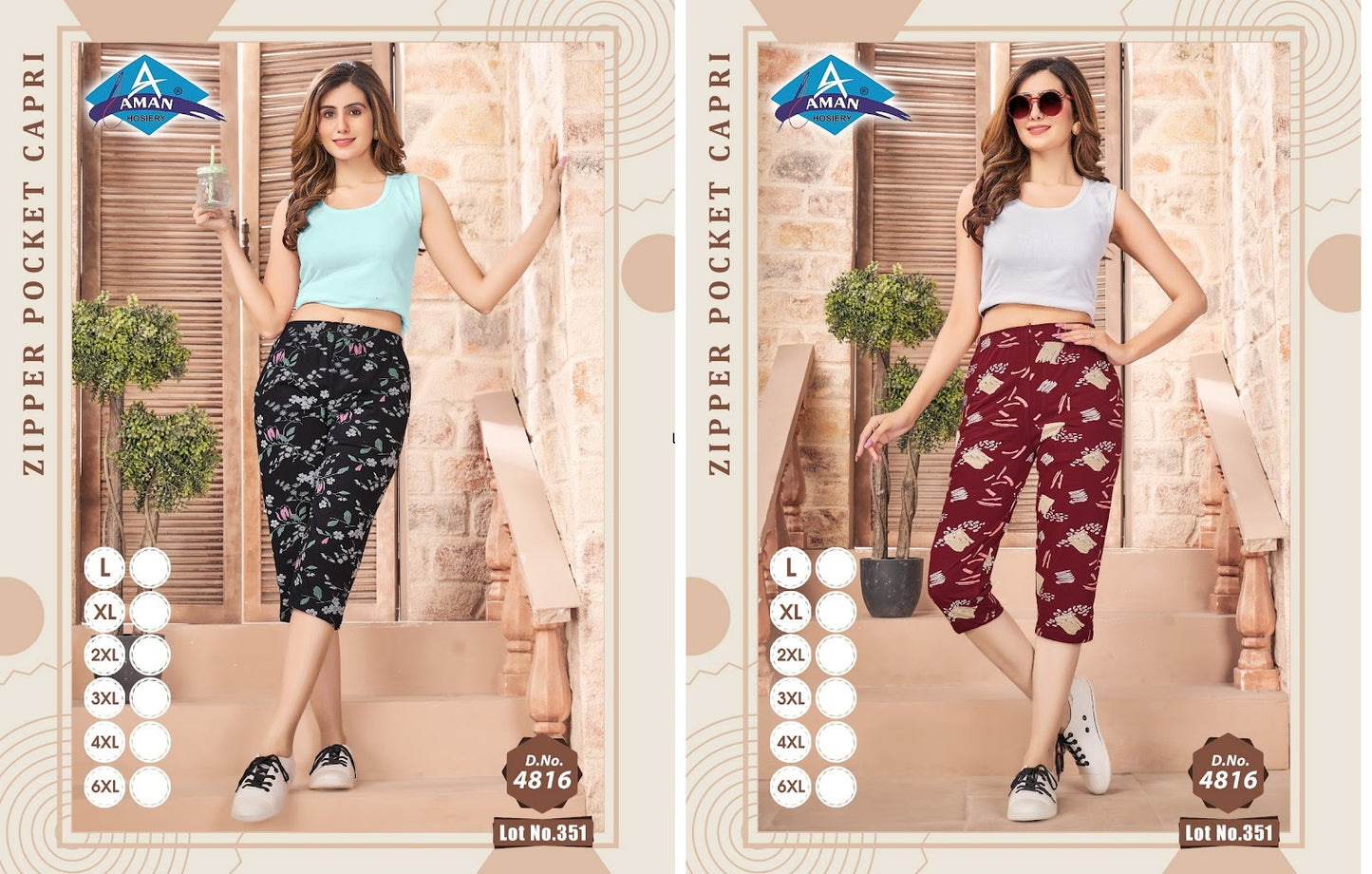 Design 4816 Aman Hanso Hosiery Womens Capri Manufacturer Gujarat