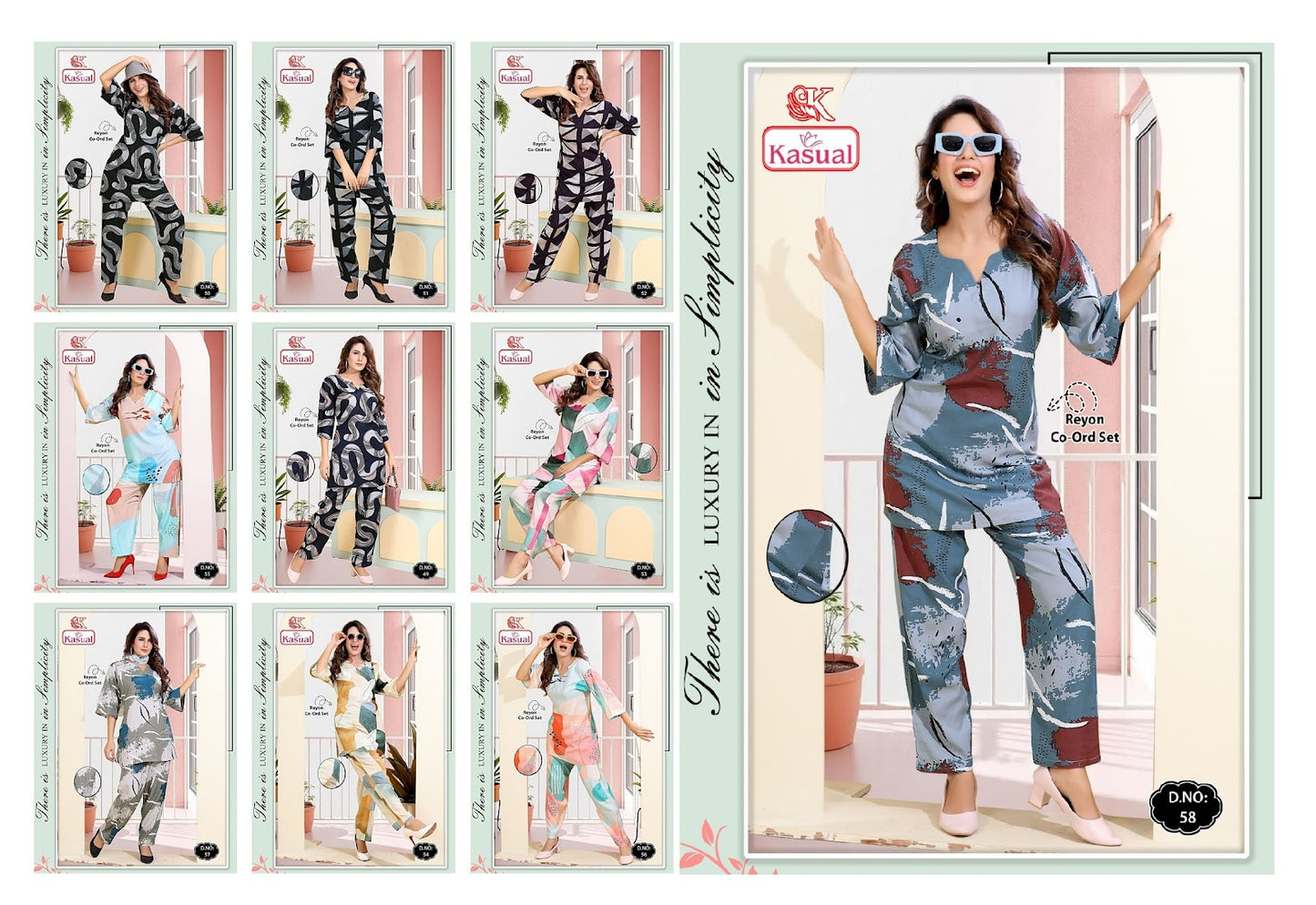 Design 49-58 Kasual Reyon Co Ord Set Manufacturer Ahmedabad