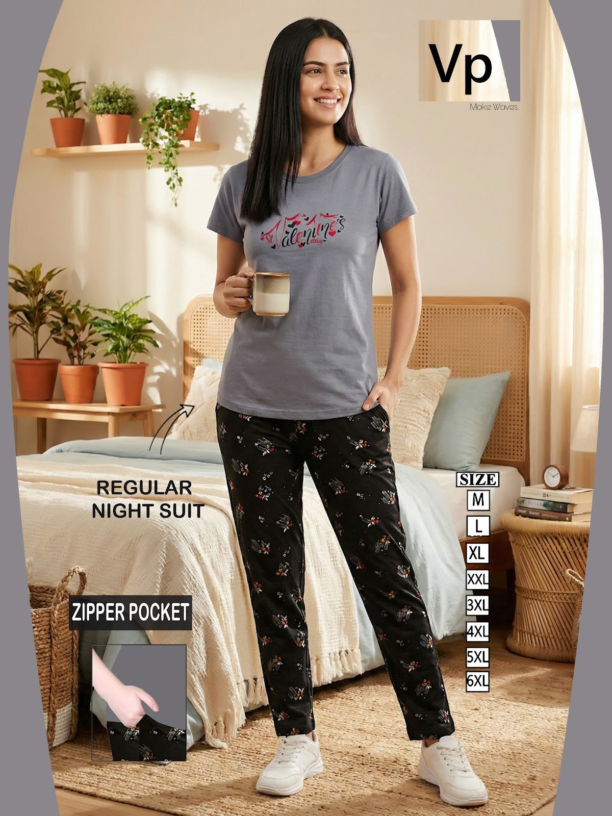 Design 5003 0503 Vp Hosiery Cotton Pyjama Night Suits Wholesale