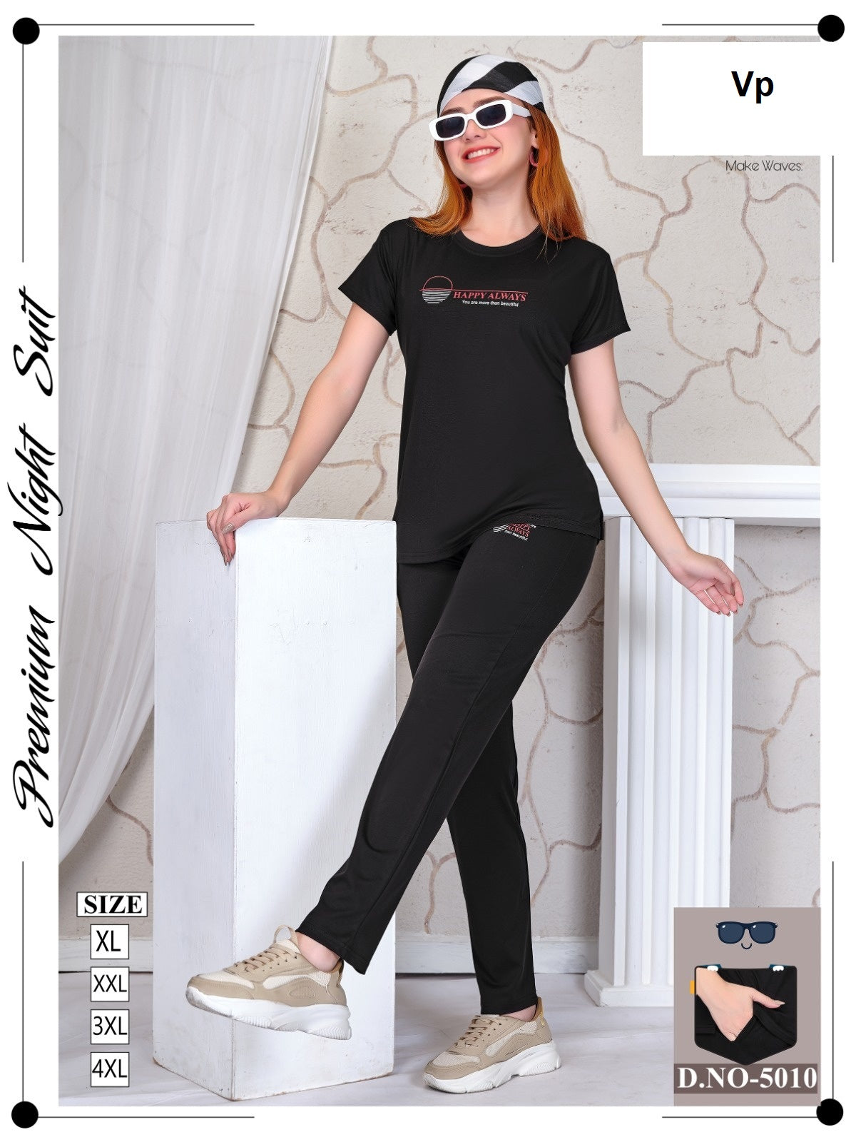 Design 5010 Vp Tencil Pyjama Night Suits Wholesale Price