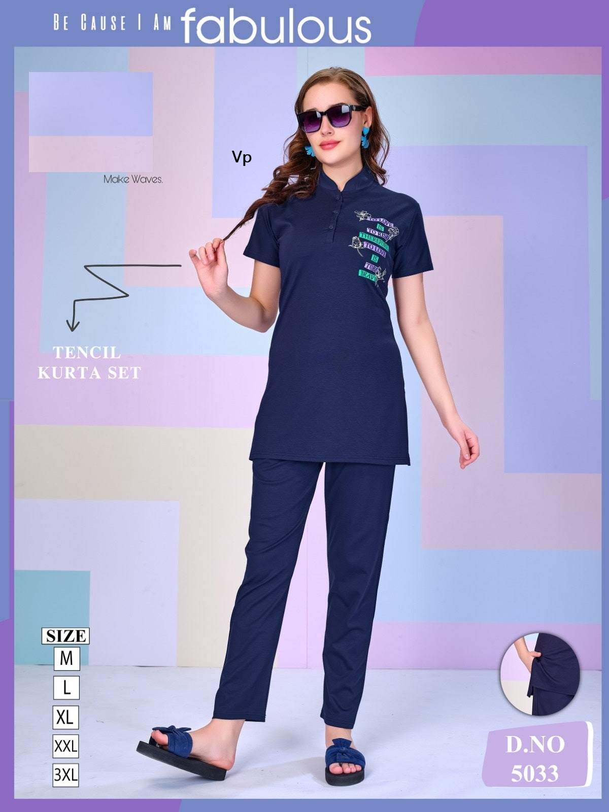 Design 5033 Vp Tencil Kurta Night Suits Wholesaler