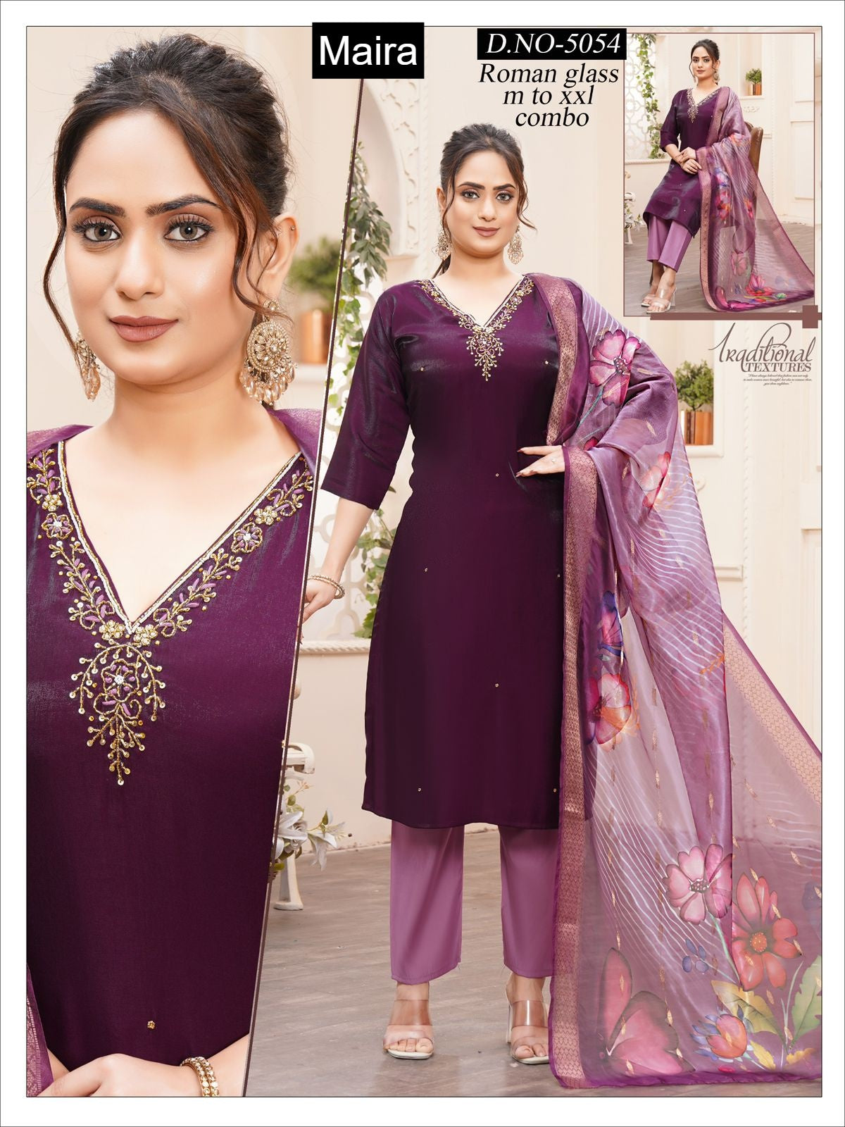 Design 5053-5062 Maira Roman Silk Readymade Pant Style Suits Supplier Ahmedabad