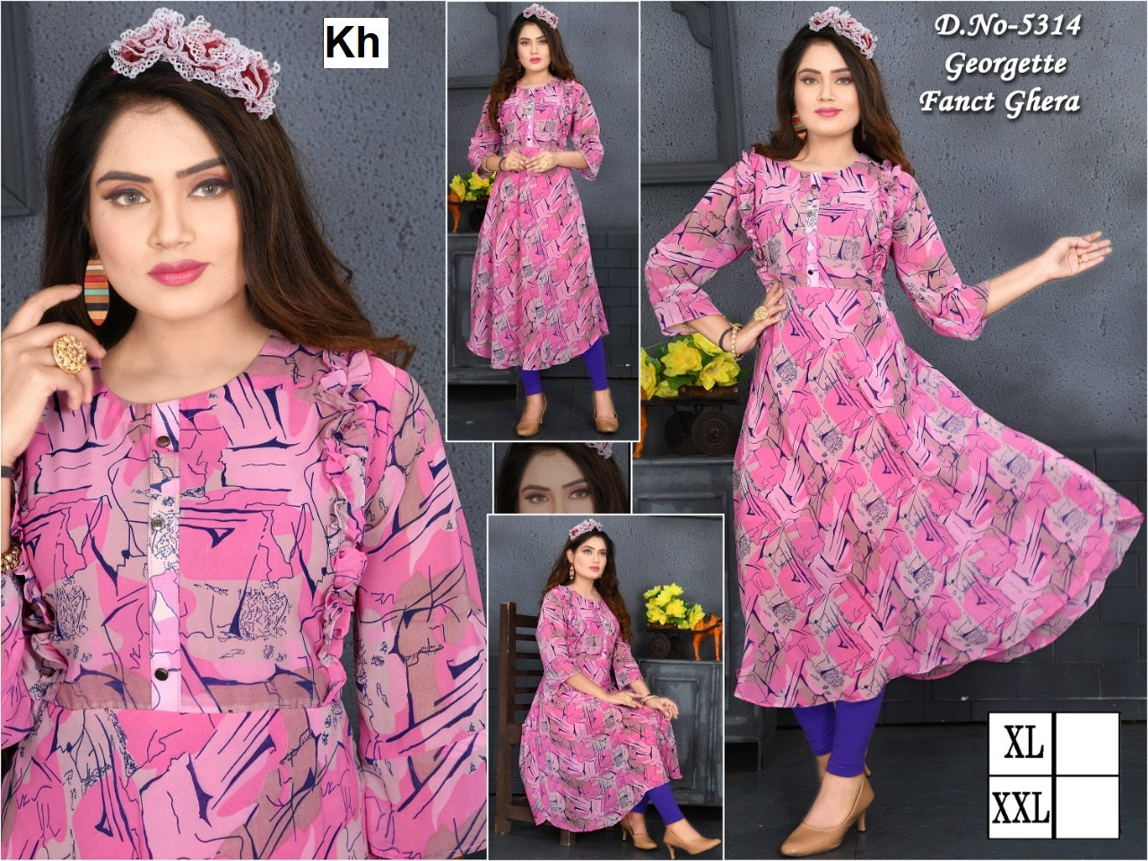 Design 5314-5361 Kh Georgette Anarkali Kurtis Supplier Gujarat