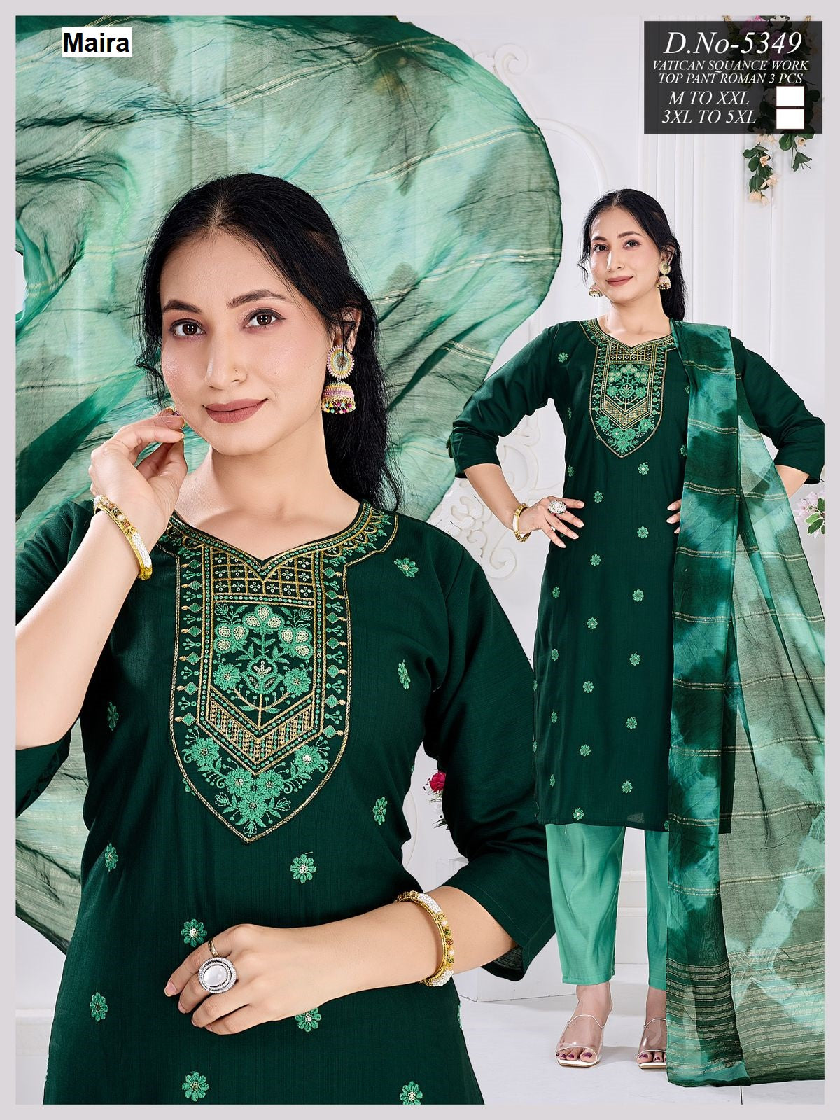 Design 5345-5350 Maira Vetican Readymade Pant Style Suits Manufacturer Ahmedabad