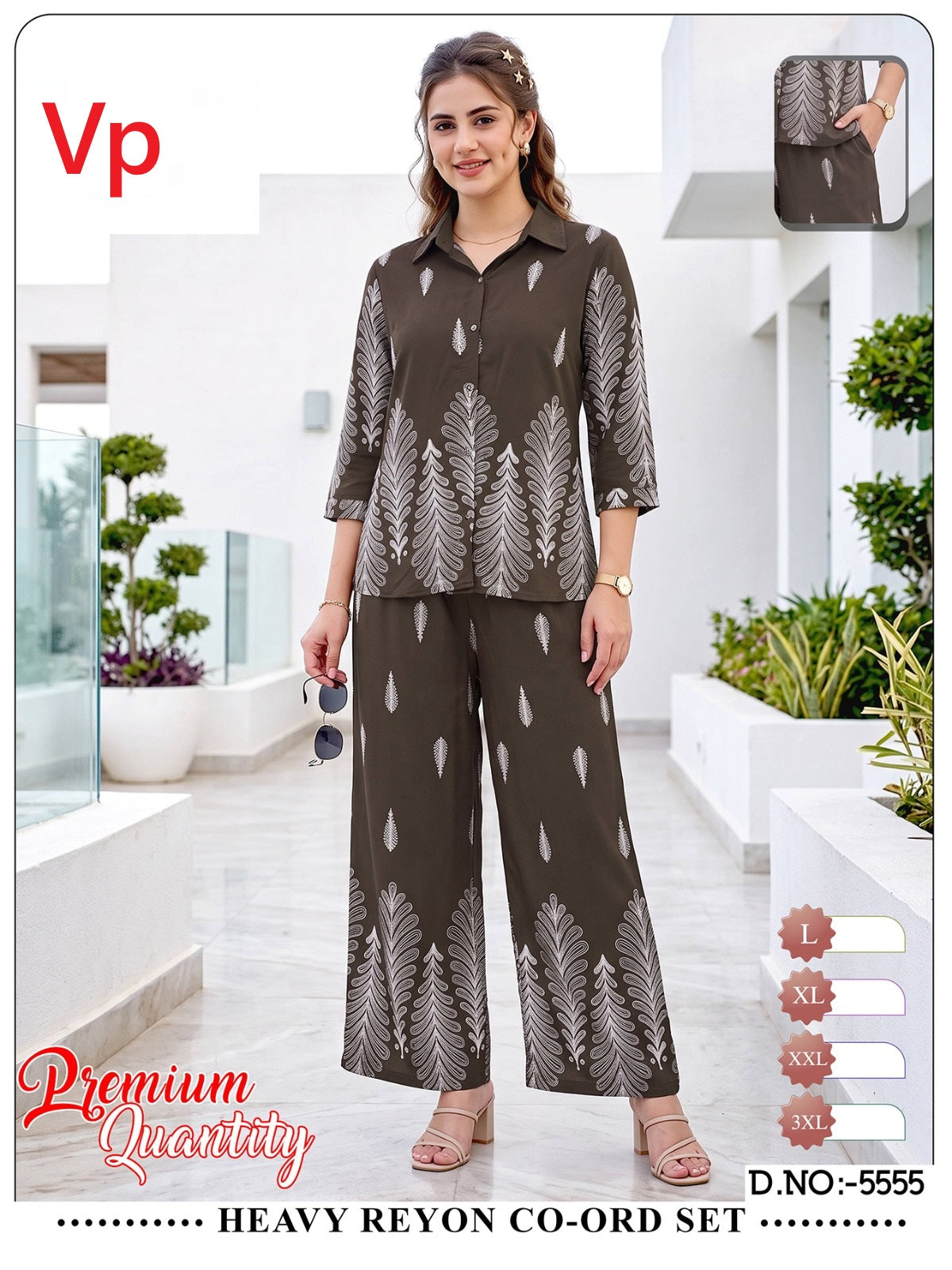 Design 5555 Print To Print Vp Rayon 22Kg Co Ord Set Manufacturer India