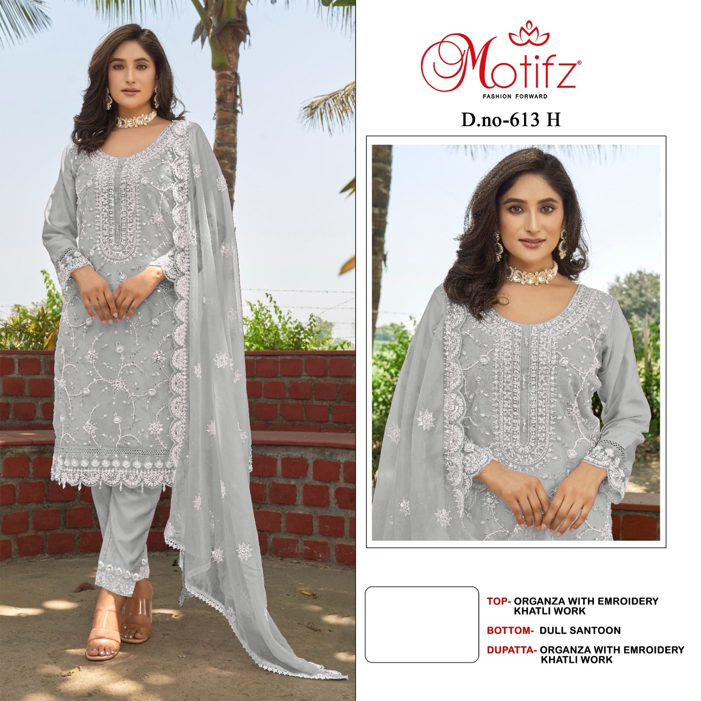 Design 613 Motifz Organza Pakistani Salwar Suits Manufacturer India