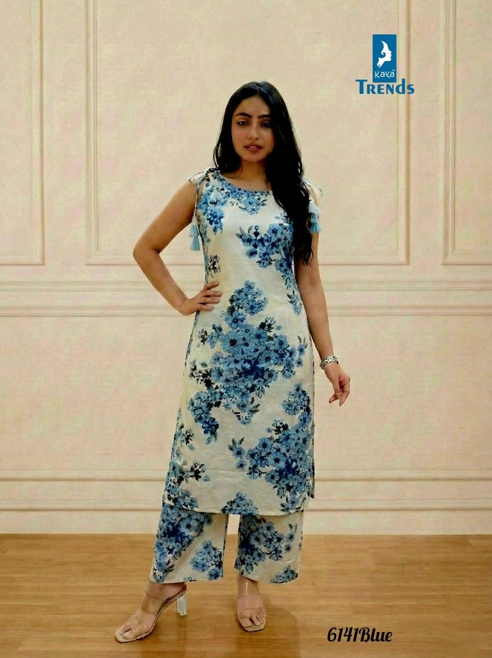 Design 6141 Kaya Trends Rayon Kurti Plazzo Set Supplier Gujarat