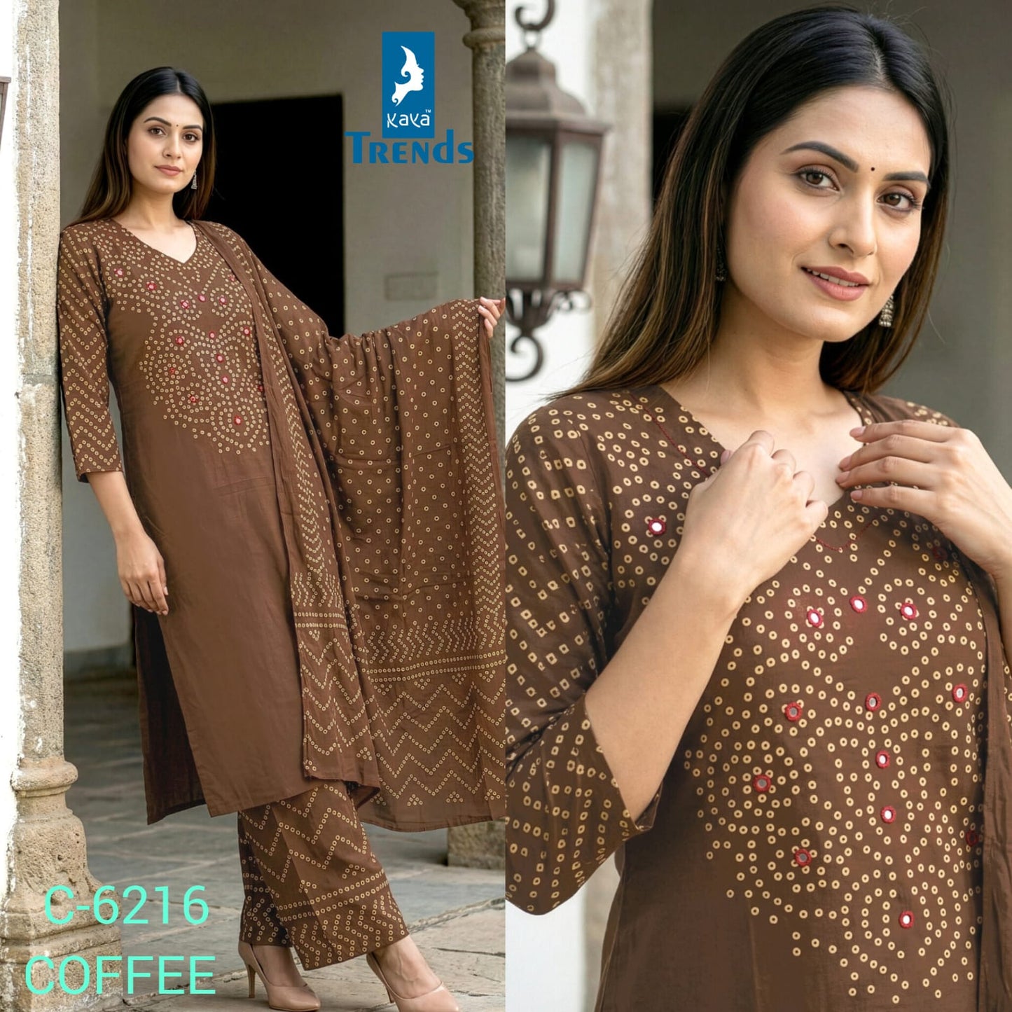 Design 6216 Kaya Trends Cotton Readymade Pant Style Suits Wholesale Price