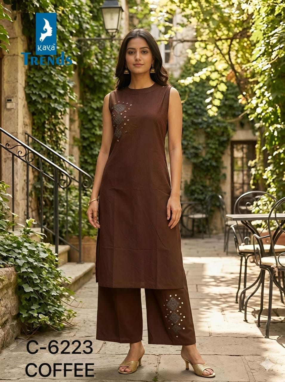 Design 6223 Kaya Trends Cotton Kurti Plazzo Set Manufacturer Gujarat