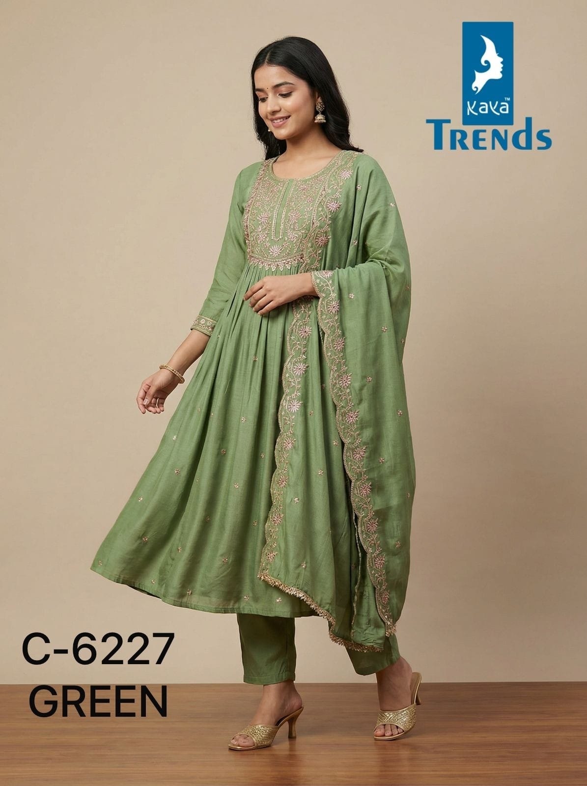 Design 6227 Colours Kaya Trends Chanderi Readymade Anarkali Suits Exporter Ahmedabad