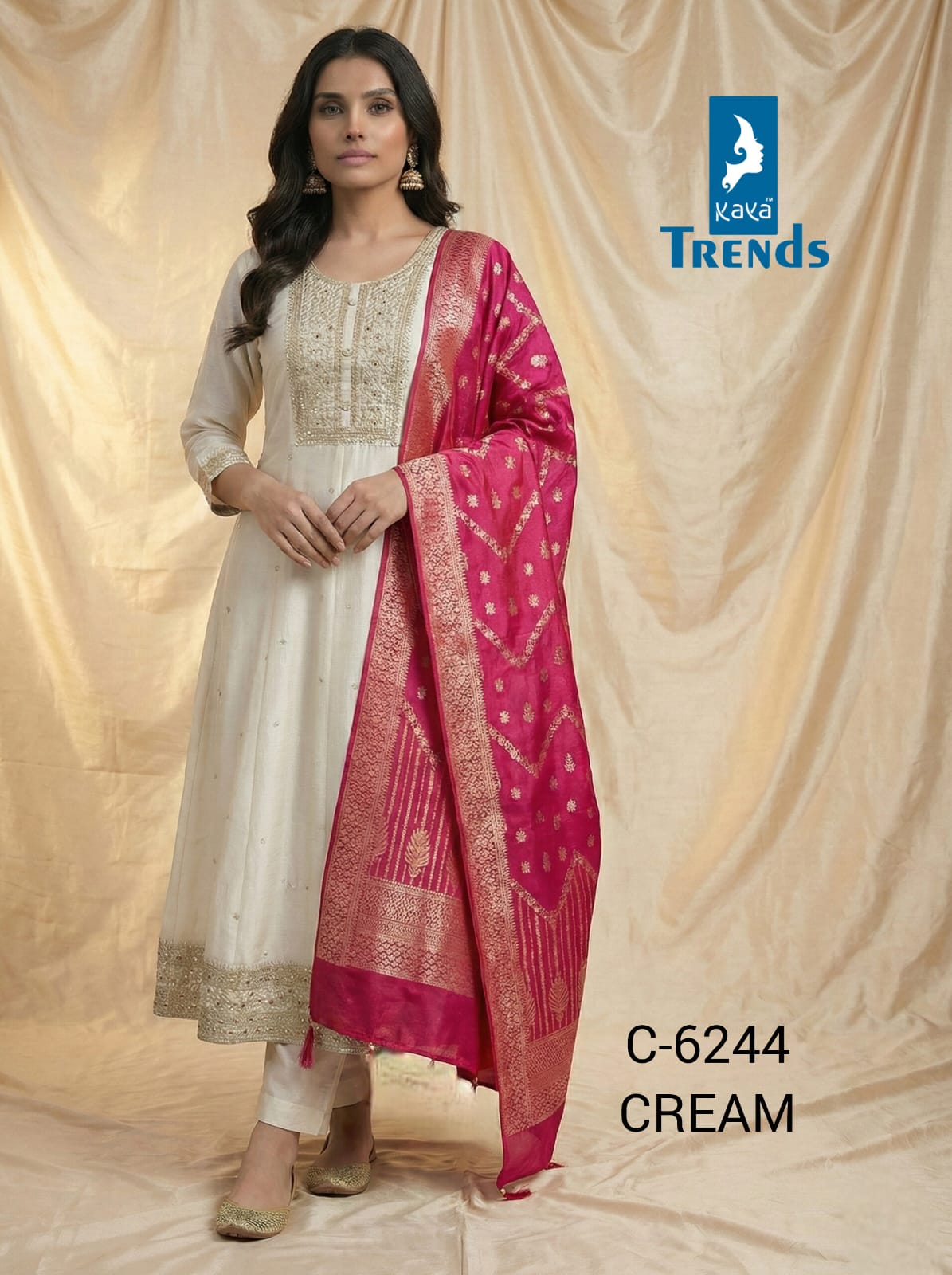 Design 6244 Kaya Vichitra Silk Readymade Anarkali Suits Wholesaler Gujarat