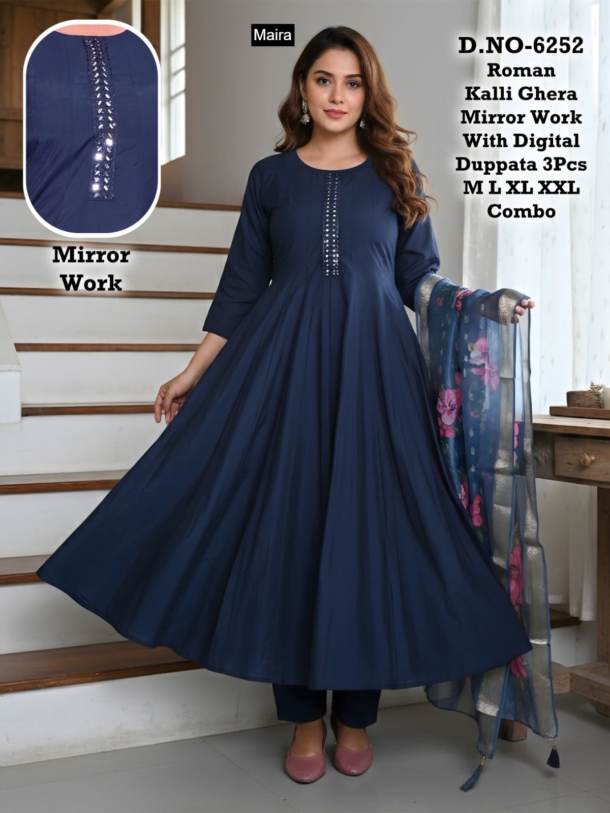 Design 6247-6254 Maira Roman Silk Readymade Anarkali Suits Wholesale Price