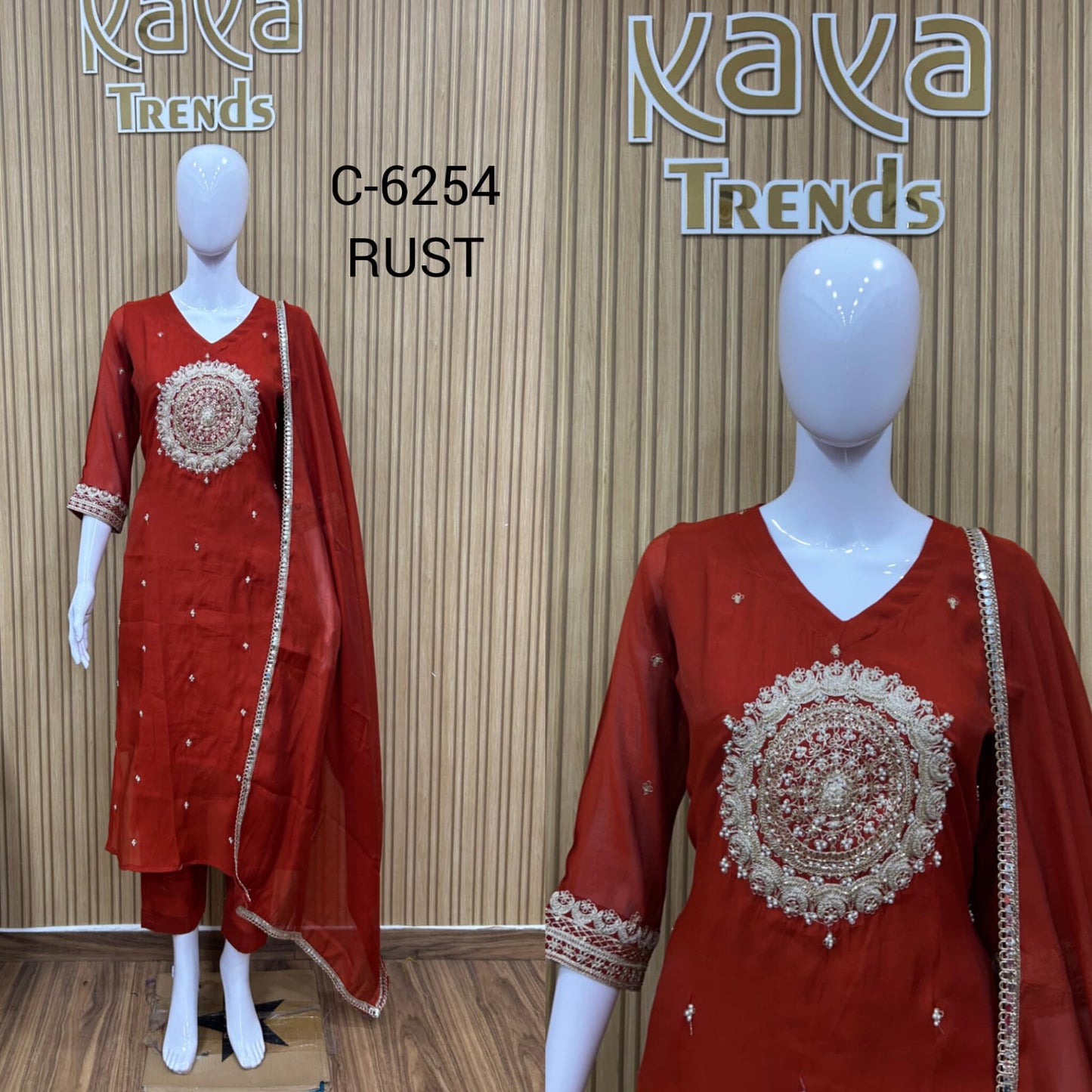 Design 6254 Kaya Trends Chanderi Readymade Pant Style Suits Exporter India