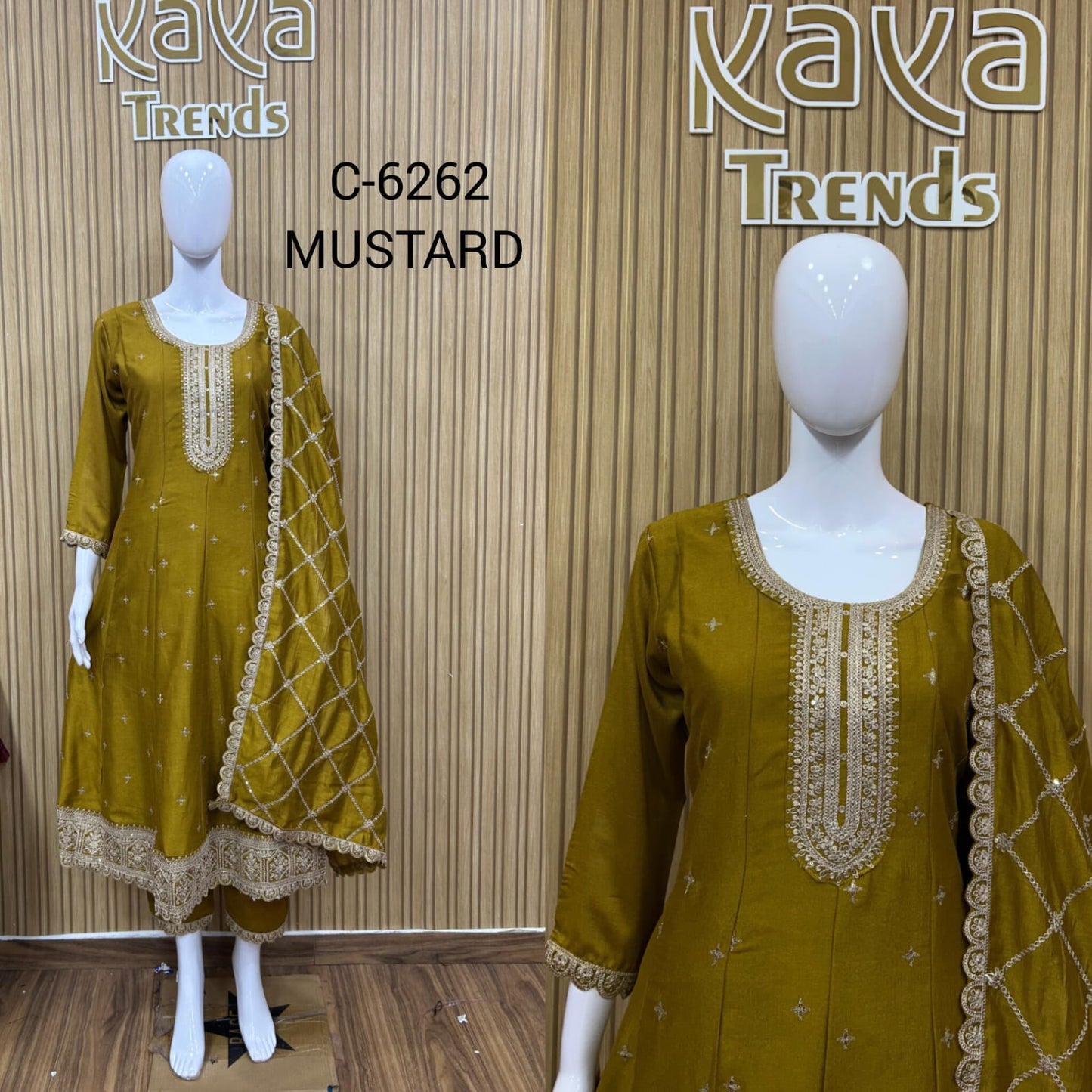 Design 6262 Kaya Trends Vichitra Silk Readymade Anarkali Suits Wholesale Price