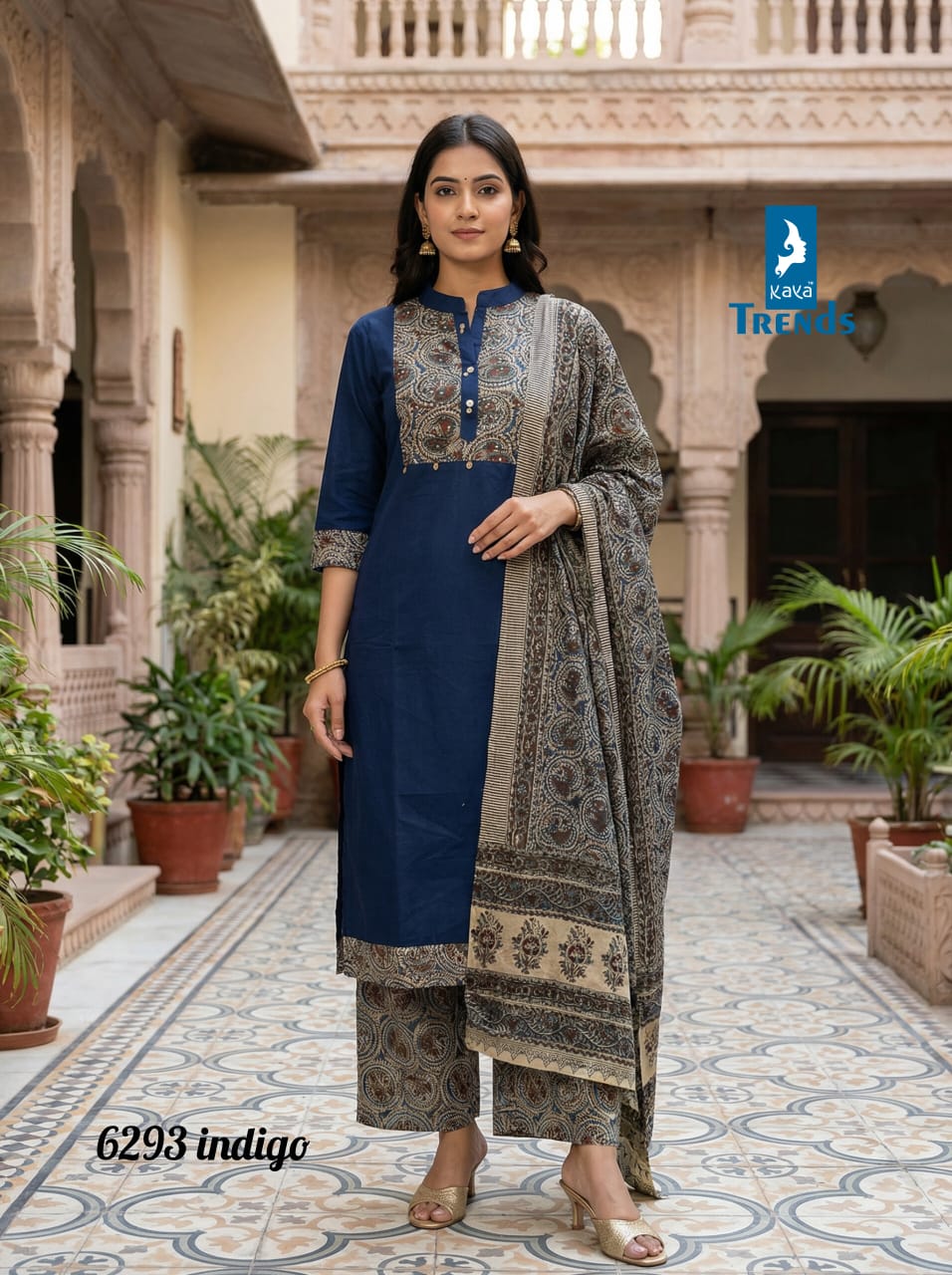 Design 6293 Kaya Trends Cotton Readymade Plazzo Style Suits Wholesale