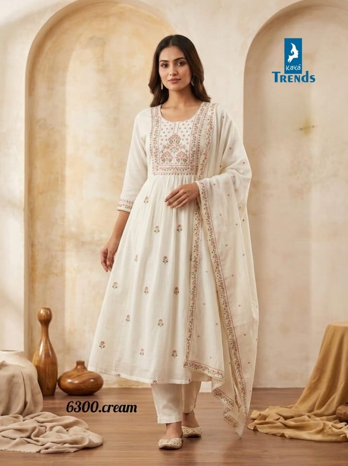 Design 6300 Kaya Trends Chanderi Readymade Anarkali Suits Manufacturer Ahmedabad