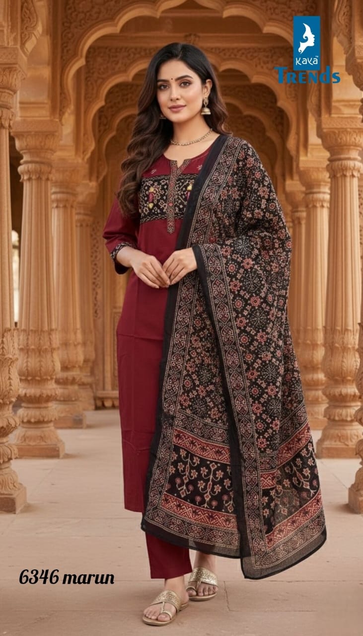 Design 6346 Kaya Trends Cotton Readymade Plazzo Style Suits Supplier Ahmedabad