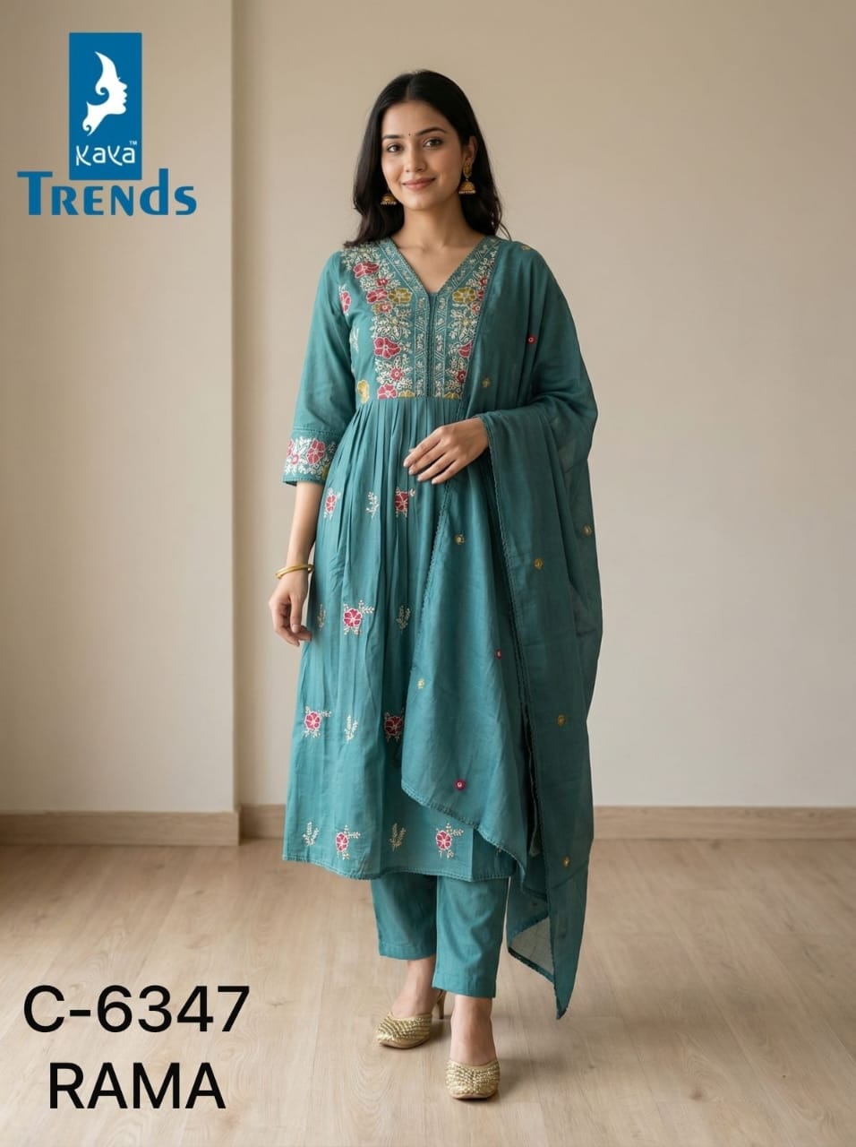 Design 6347 Kaya Trends Cotton Readymade Anarkali Suits Exporter Ahmedabad