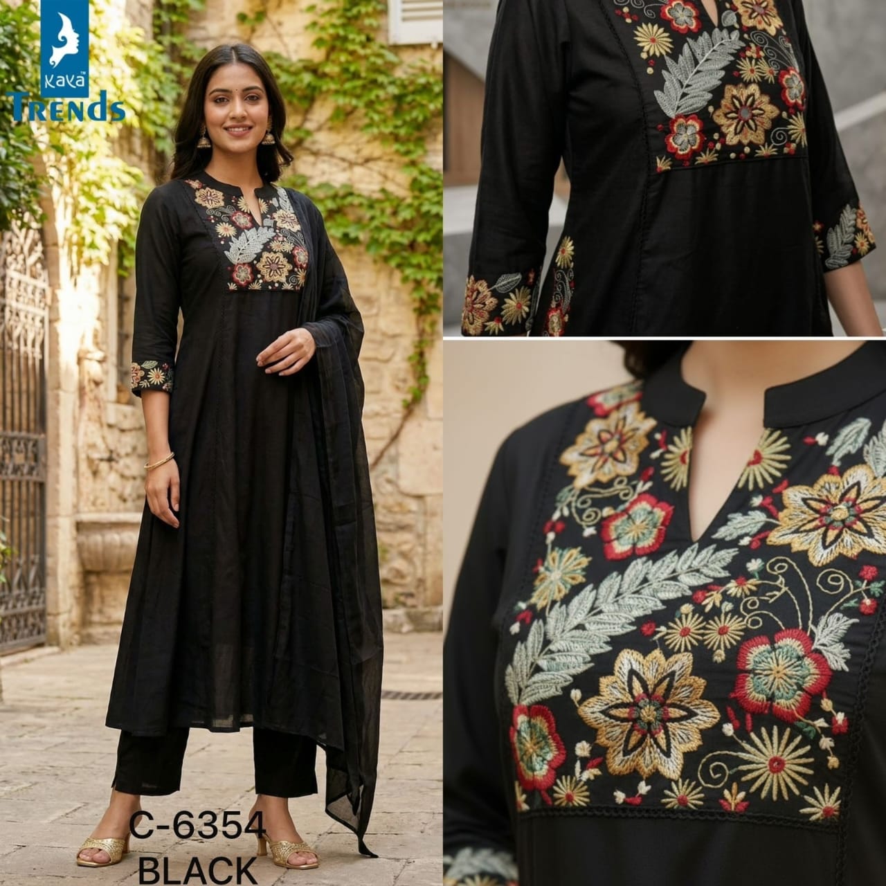 Design 6354 Kaya Trends Cotton Readymade Anarkali Suits Exporter Gujarat