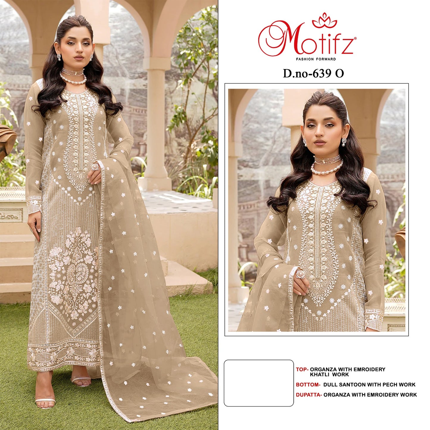 Design 639 Bocj Motifz Organza Pakistani Salwar Suits Supplier Gujarat