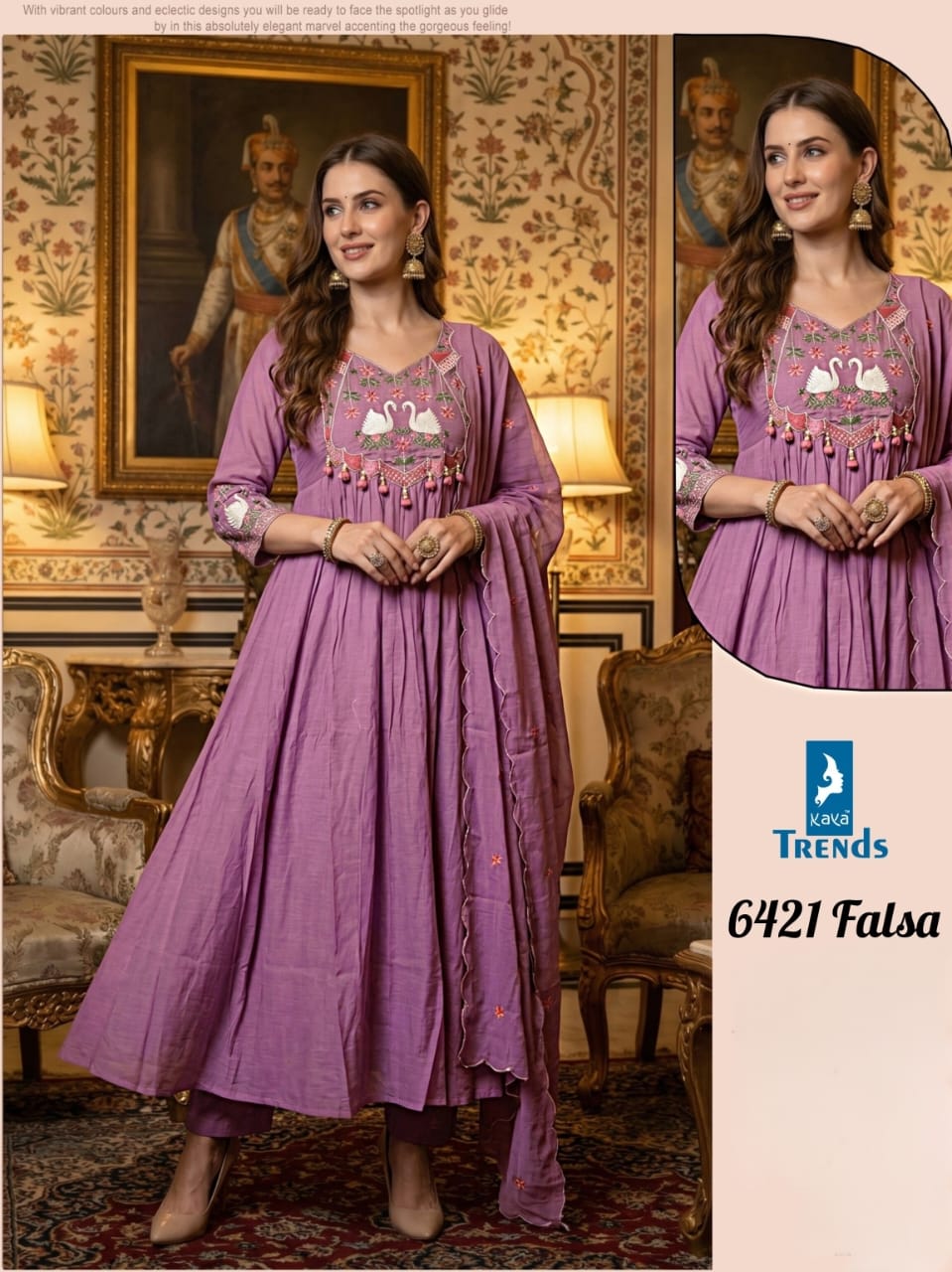 Design 6421 Kaya Trends Chanderi Readymade Anarkali Suits Wholesaler