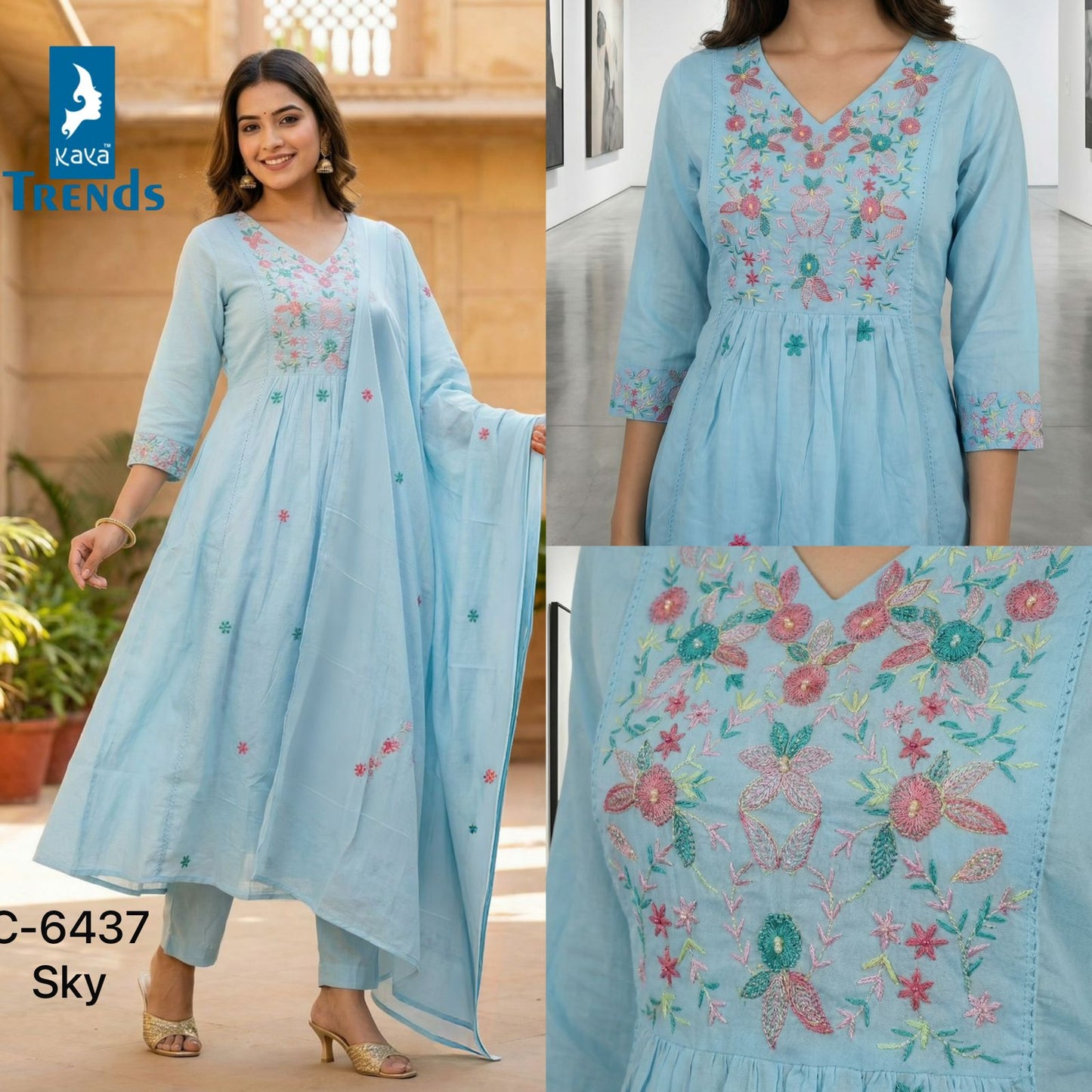 Design 6437 Kaya Trends Cotton Readymade Anarkali Suits Wholesaler