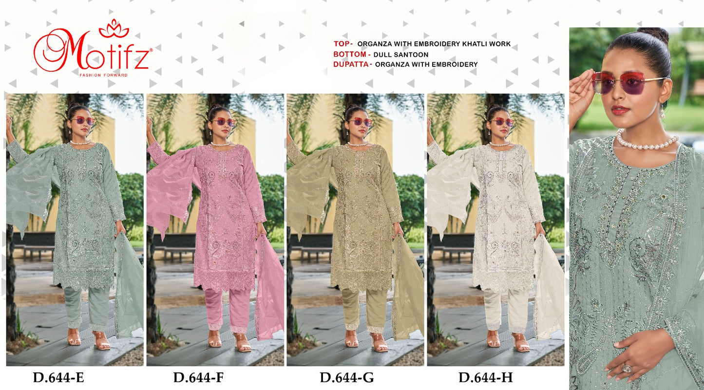 Design 644 Motifz Organza Pakistani Salwar Suits Wholesale Price