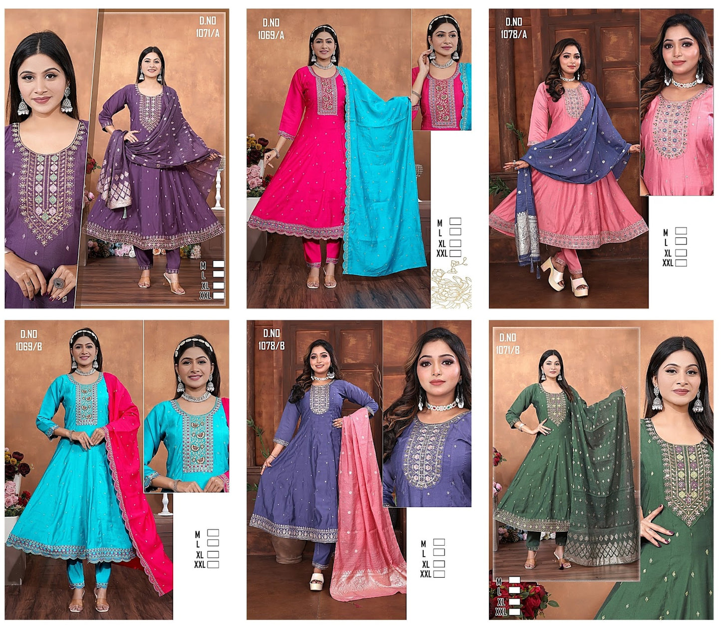 Design 69-71-78Ab Ladli Roman Silk Readymade Anarkali Suits Exporter India