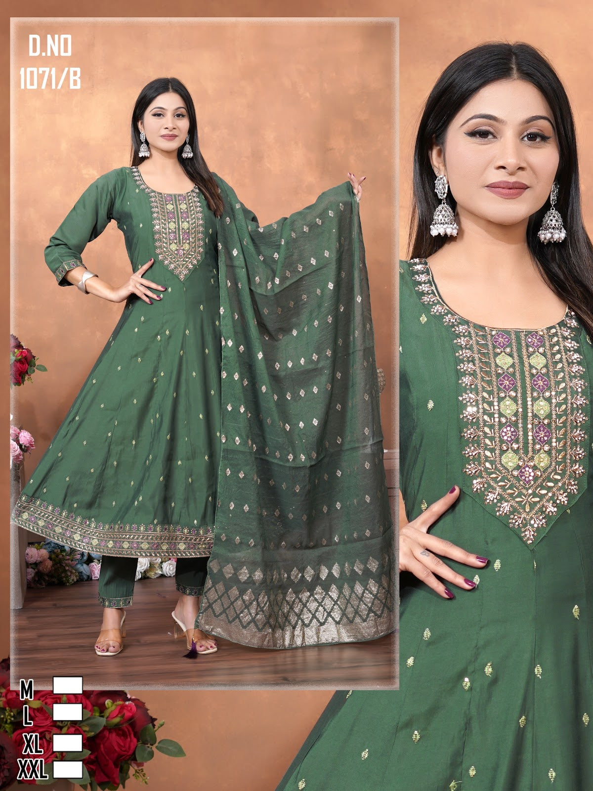 Design 69-71-78Ab Ladli Roman Silk Readymade Anarkali Suits Exporter India