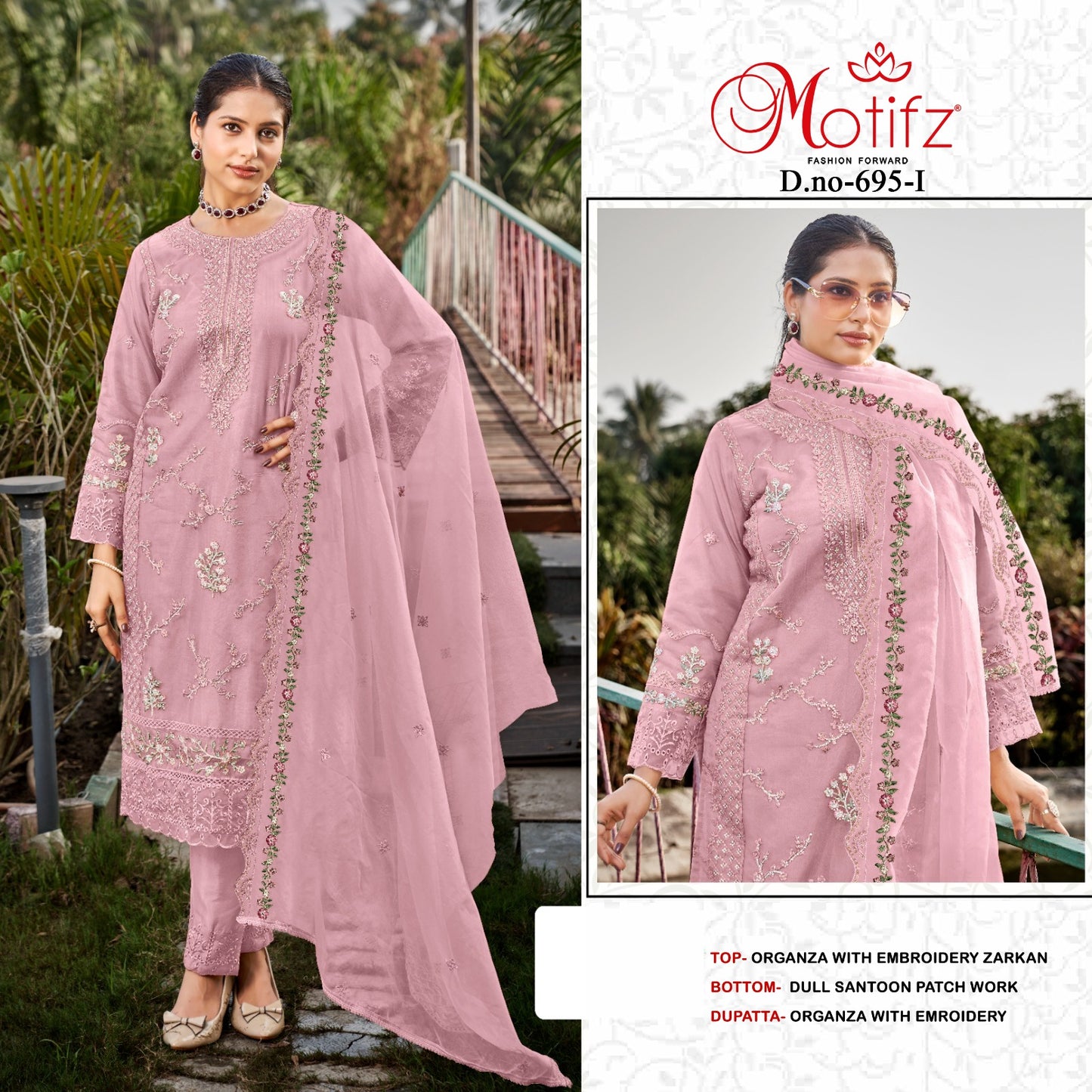 Design 695 Motifz Organza Pakistani Salwar Suits Exporter