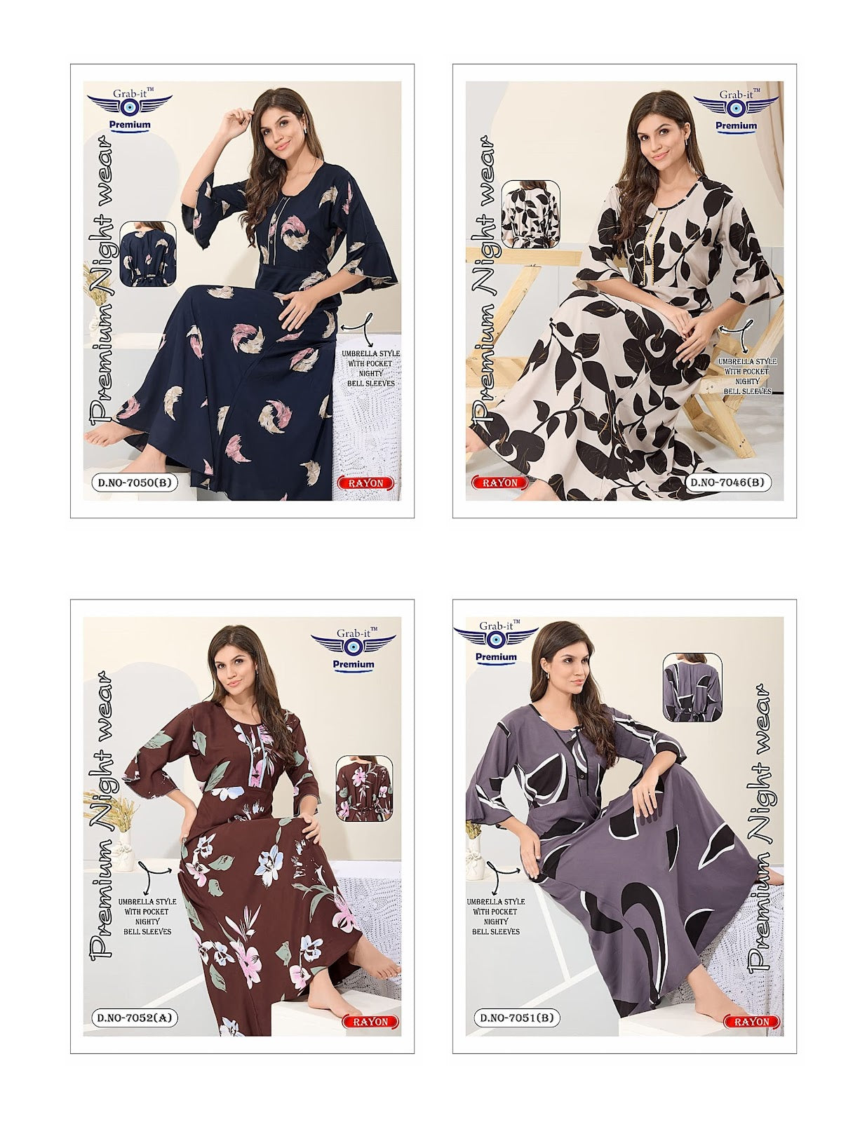 Design 7045-7053 Grab It Rayon Night Gowns Supplier