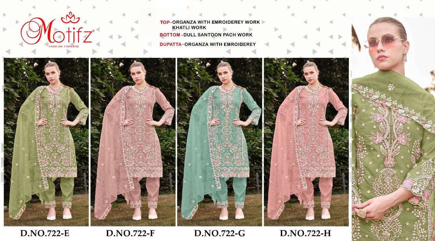Design 722 Motifz Organza Pakistani Salwar Suits Manufacturer Ahmedabad