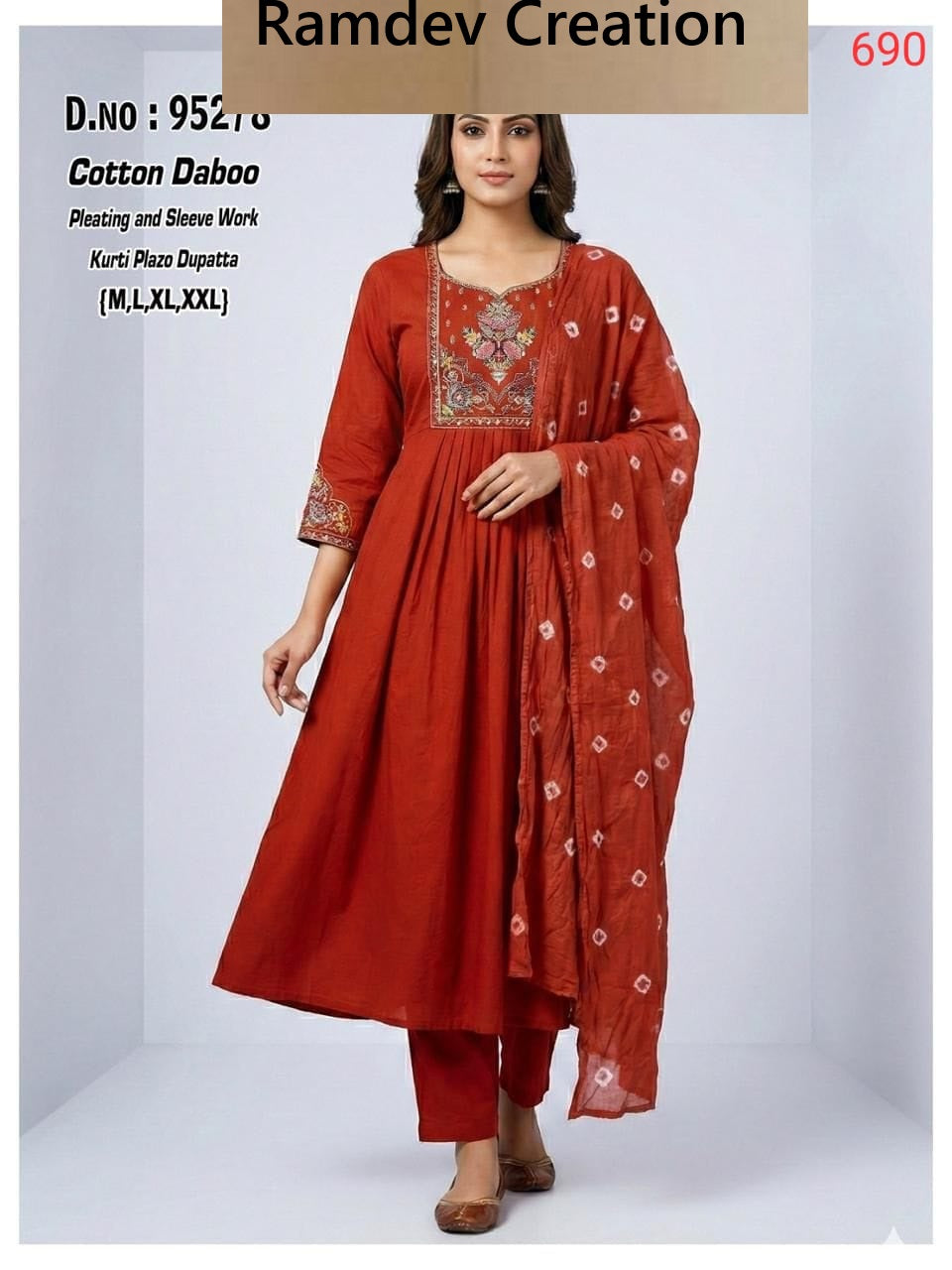 Design 952 Ramdev Creation Cotton Readymade Anarkali Suits Manufacturer Ahmedabad