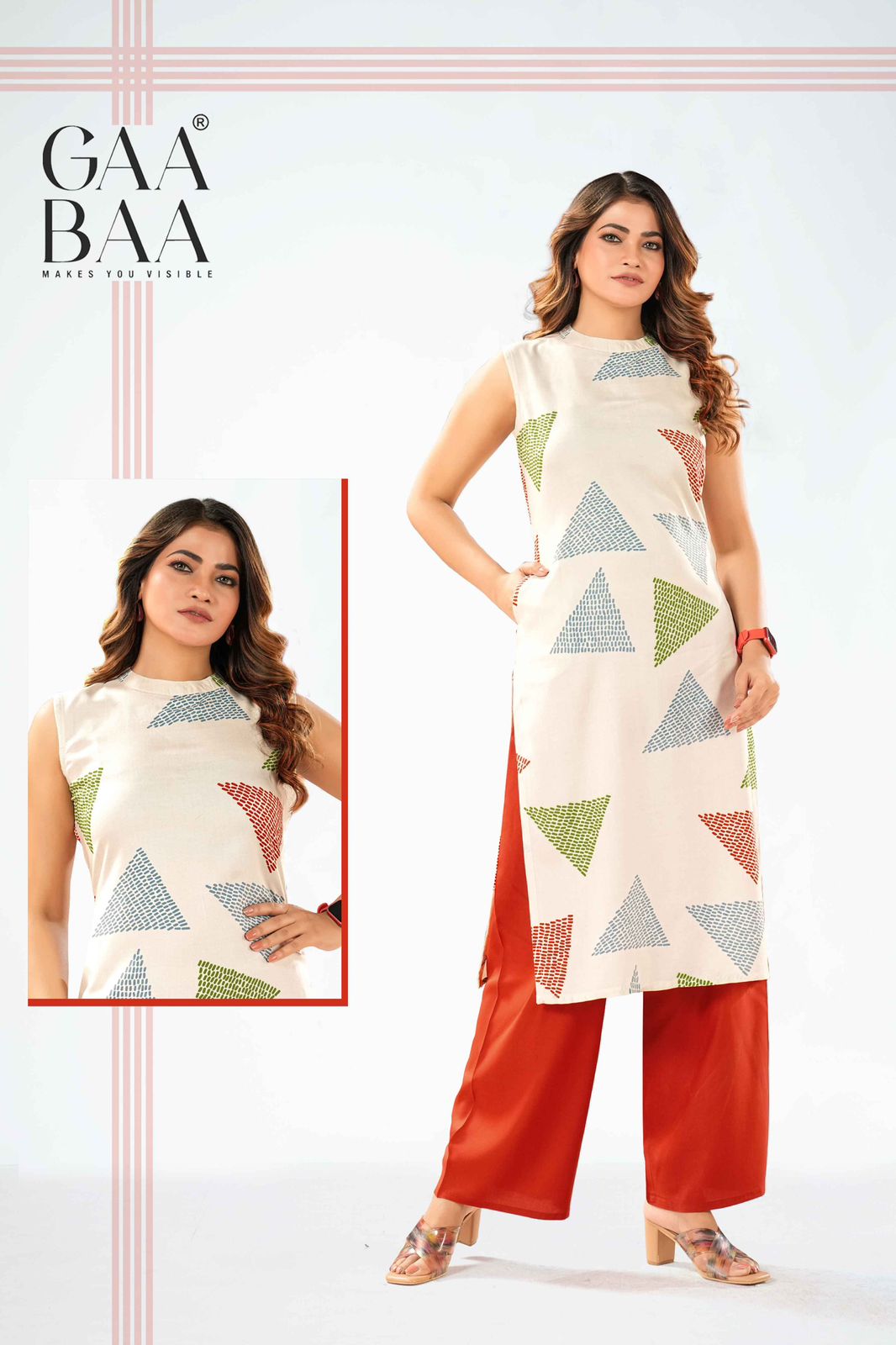 Design 956 Gaabaa Rayon 22Kg Kurti Plazzo Set Wholesale Rate