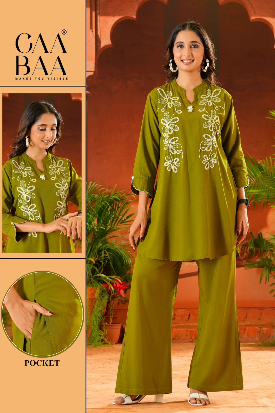 Design 958 Gaabaa Liva Rayon Kurti Plazzo Set Wholesaler Gujarat