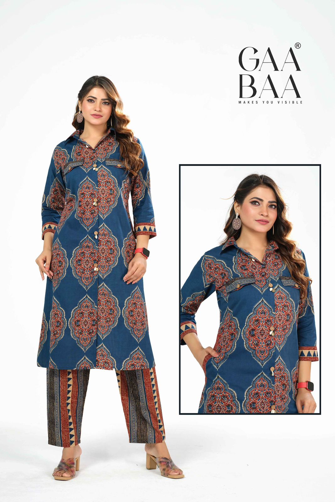 Design 962 Gaabaa Cotton Kurti Pant Set Wholesaler Ahmedabad