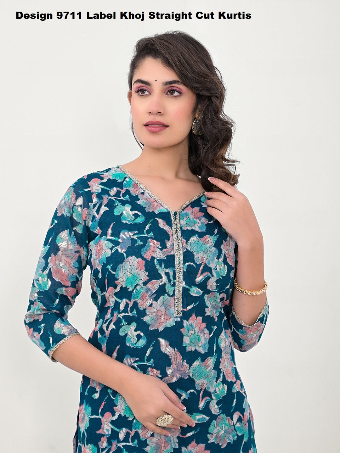 Design 9711 Label Khoj Linen Straight Cut Kurtis Wholesale Price