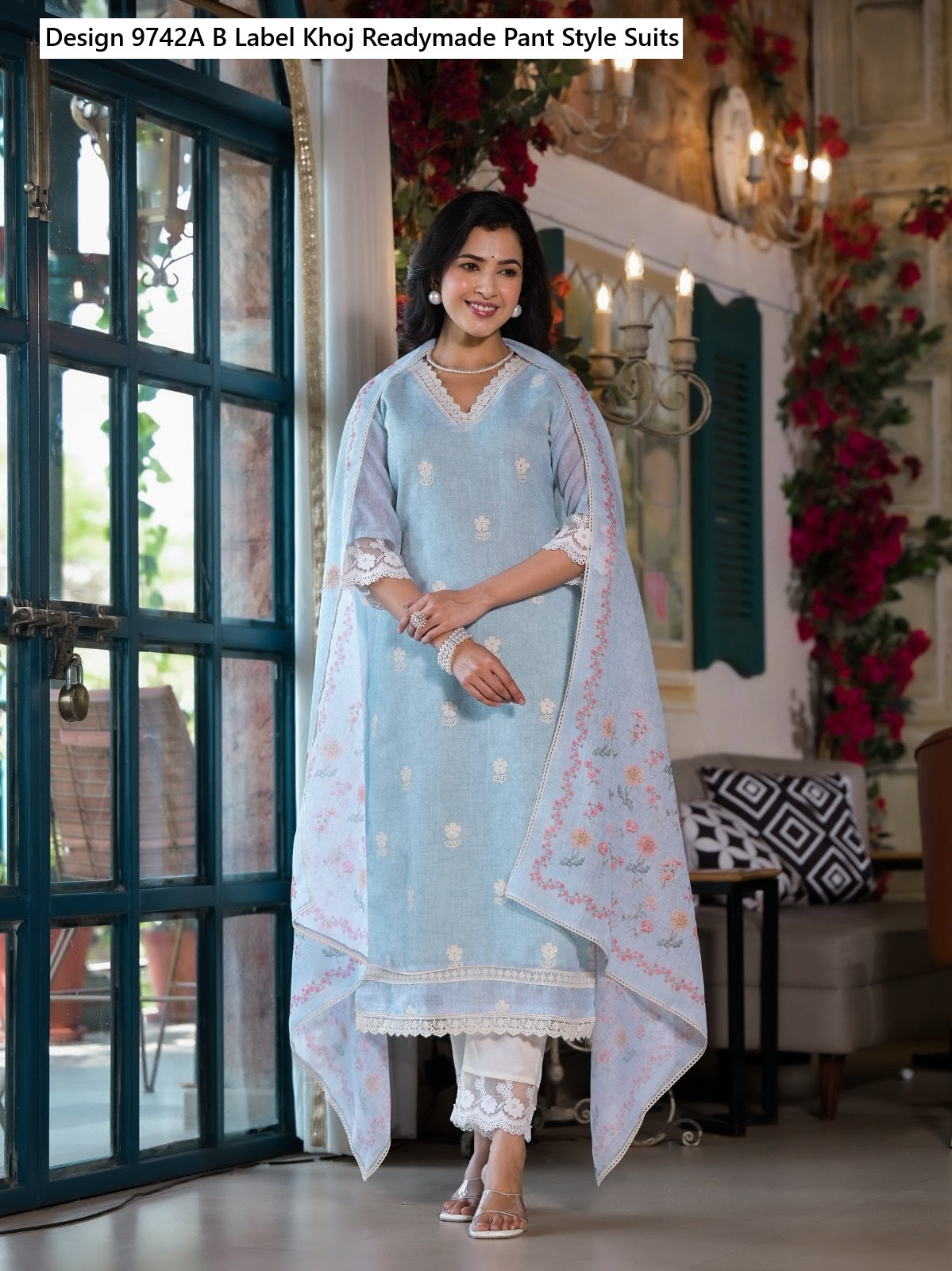 Design 9742 A-B Label Khoj Linen Digital Print Readymade Pant Style Suits Supplier