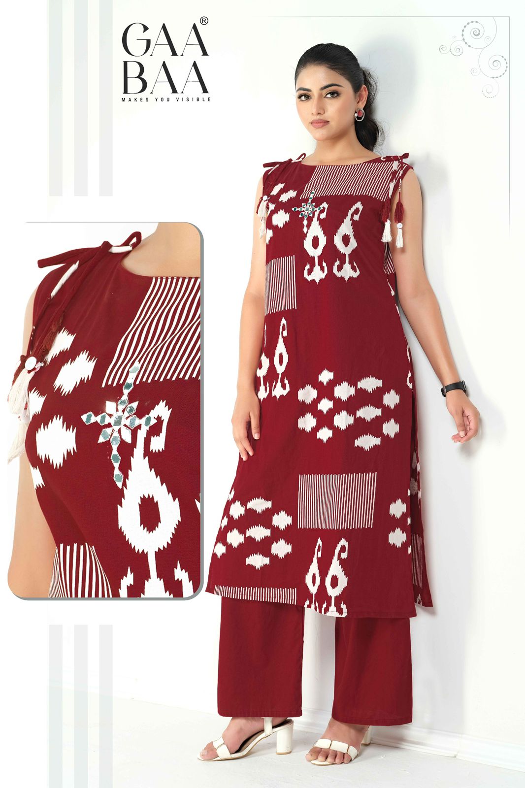 Design 976 Gaabaa Dhabu Kurti Plazzo Set Manufacturer India