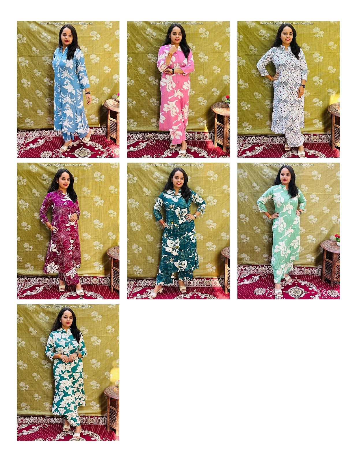 Design A-Line 2604 Kaso Rayon Kurti Plazzo Set Supplier Gujarat