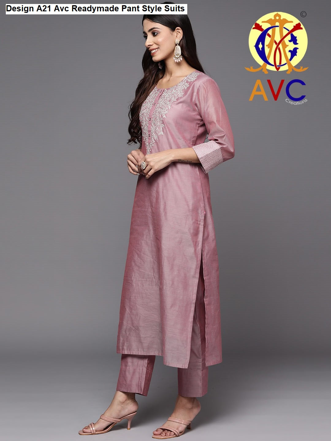 Design A21 Avc Cotton Slub Readymade Pant Style Suits Exporter