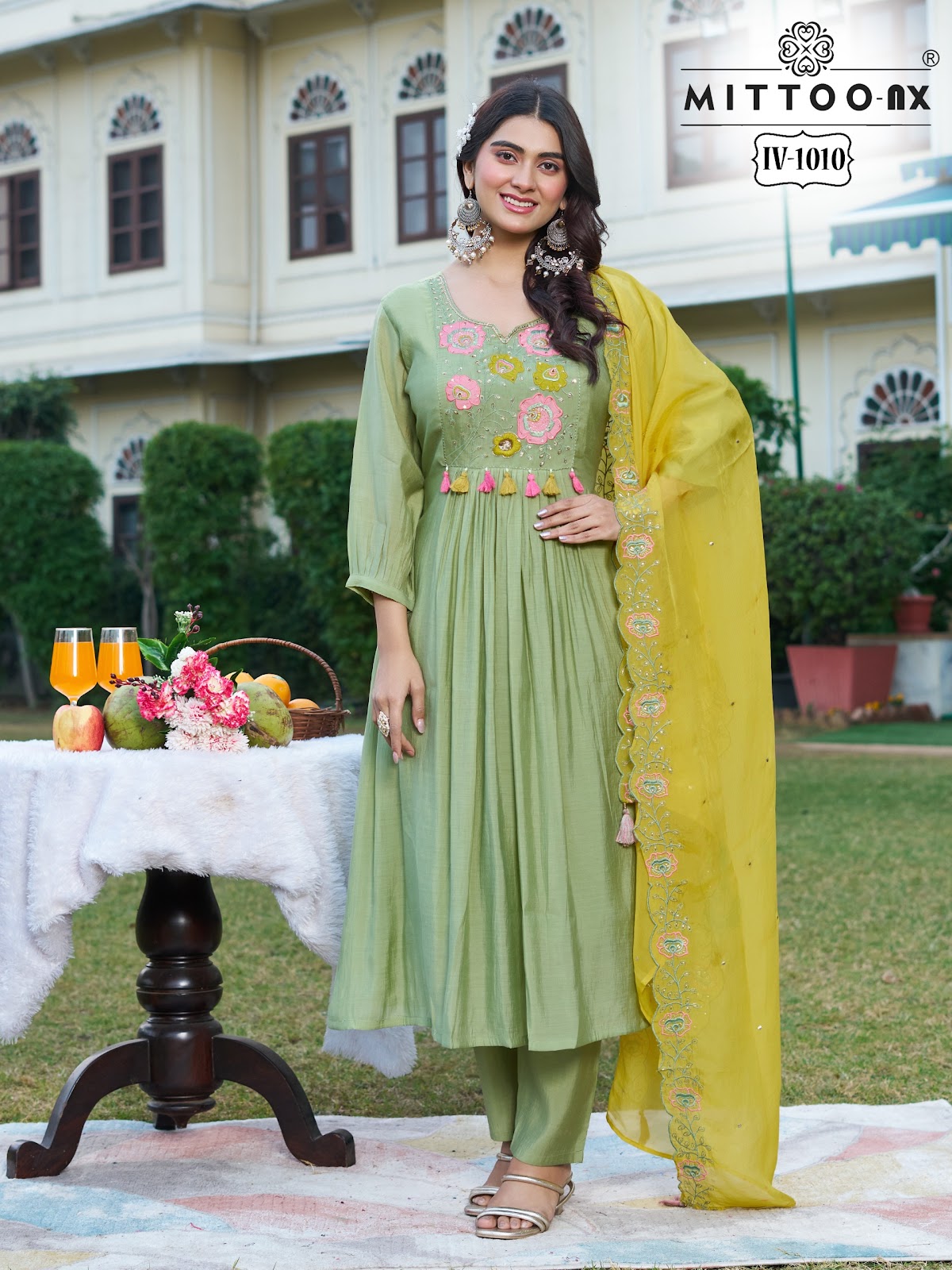Design Iv 1010 Mittoo Mul Readymade Anarkali Suits Supplier Ahmedabad